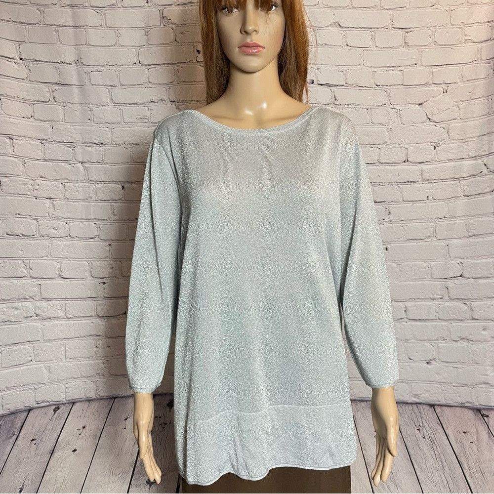 Other NWT New Basler Metallic Sparkle Viscose Knit 3/4 Sleeve Top Size 3XL / US 20-22 - 2 Thumbnail