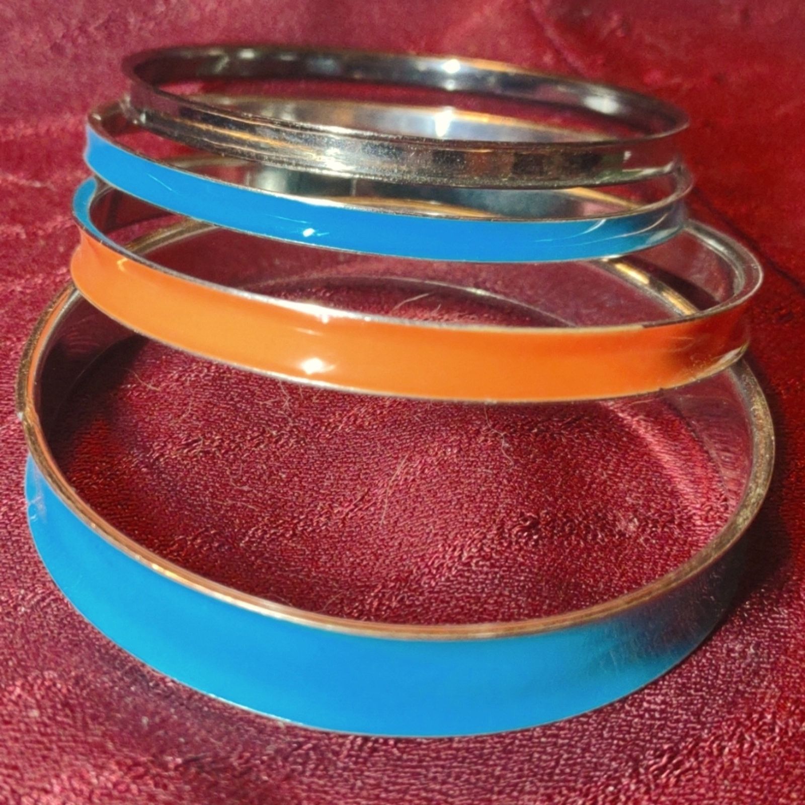 Vintage Mid-century / Vintage~gorgeous blue/orange enamel bracelets Size ONE SIZE - 1 Preview