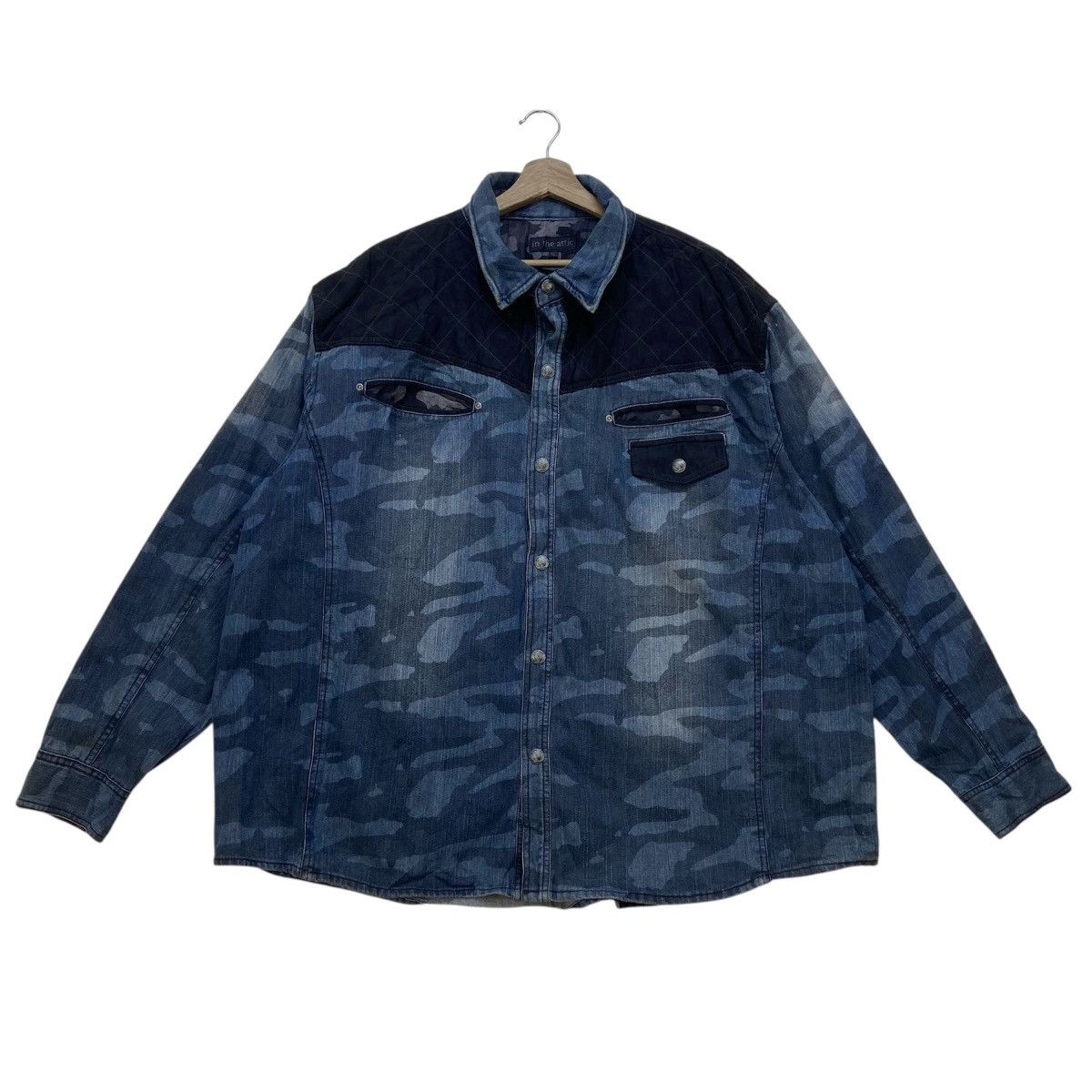 In The Attic 🔥In The Attic Camouflage Synthetic Leather + Denim Jacket Size US XXL / EU 58 / 5 - 1 Thumbnail