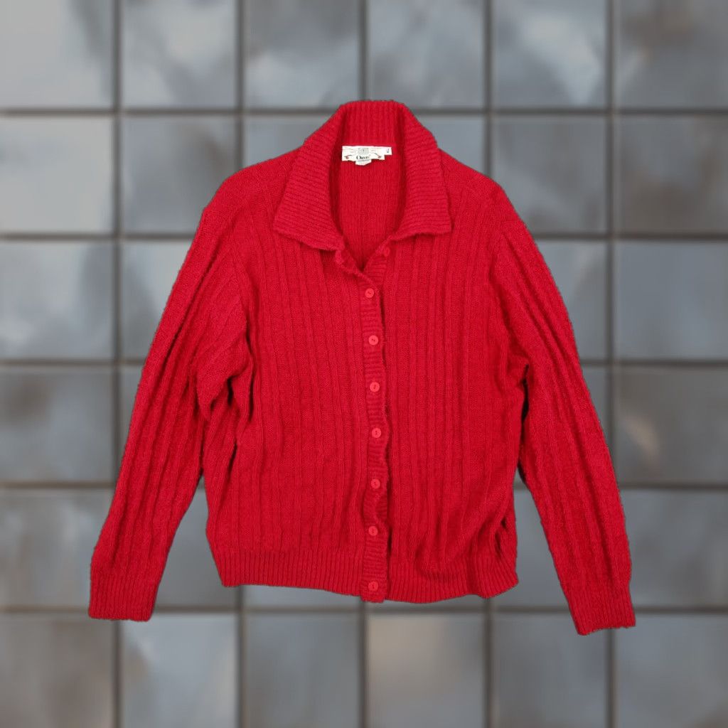 Orvis VINTAGE Orvis Cardigan Sweater Womens XL Red Button Front Rib Knit Made USA Size XL / US 12-14 / IT 48-50 - 1 Thumbnail