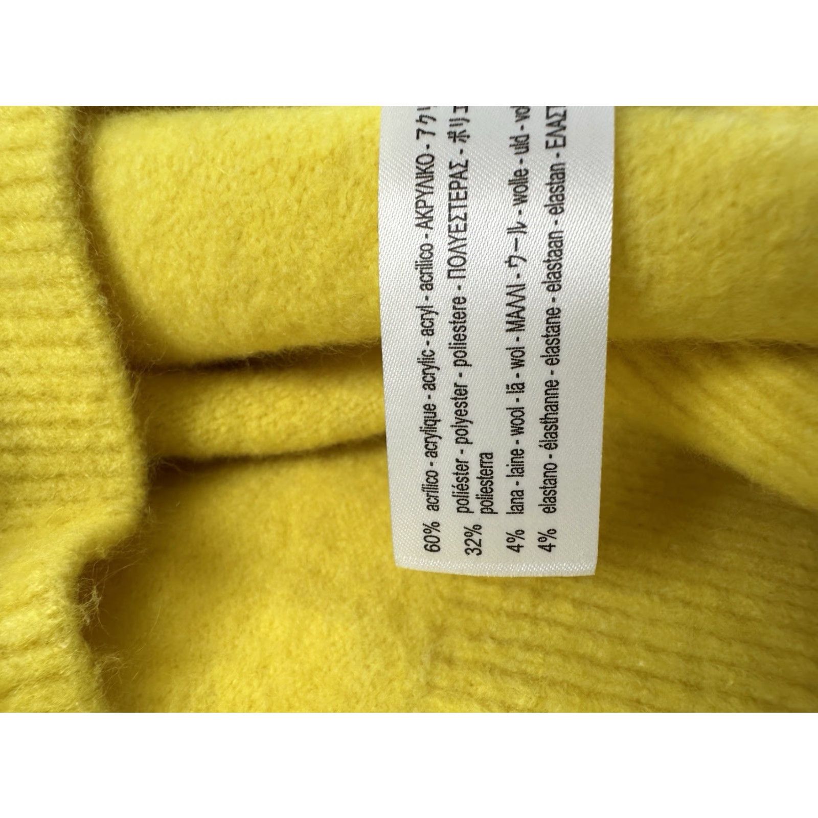 Zara Zara Sweater Womens Large Yellow V-Neck Pullover Wool Acrylic Polyester Wool Blend Size L / US 10 / IT 46 - 4 Thumbnail