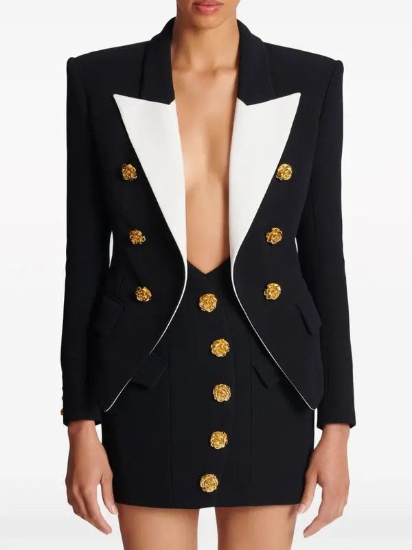 Balmain o1s1wg110825 Two Tone Blazer in Black Size S / US 4 / IT 40 - 4 Thumbnail