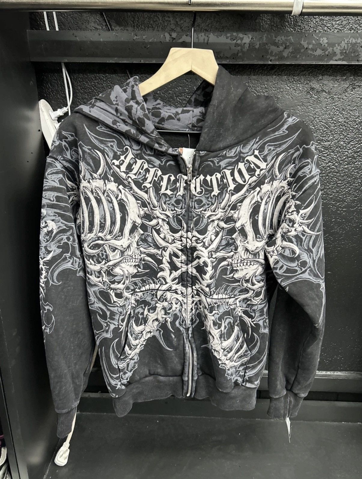 Affliction Affliction x Ken Carson Black Zip Up Skull Hoodie Size Small Size US S / EU 44-46 / 1 - 1 Thumbnail