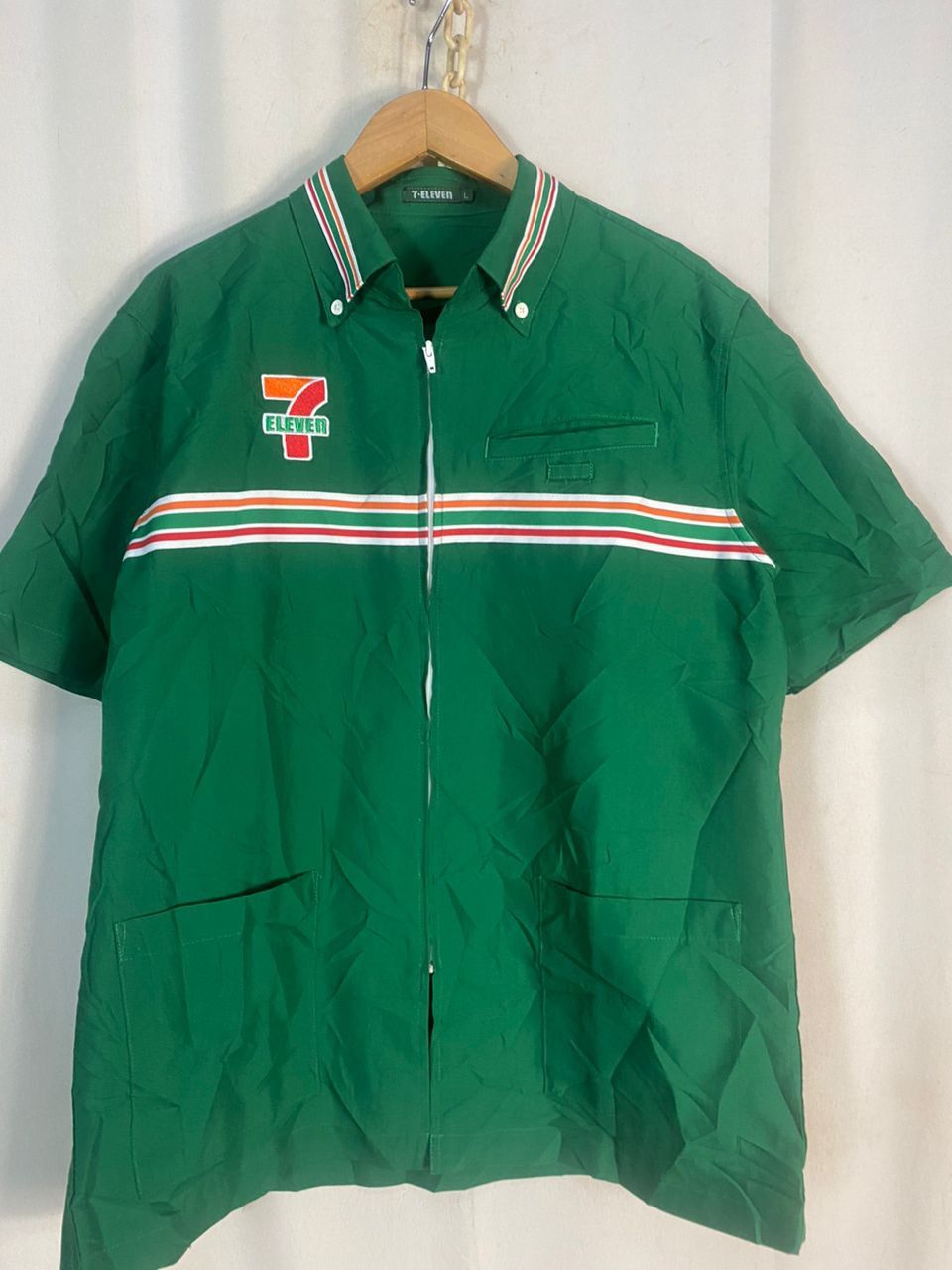 Japanese Brand Vintage 7-eleven spellout uniform zipper shirt Size US L / EU 52-54 / 3 - 6 Thumbnail