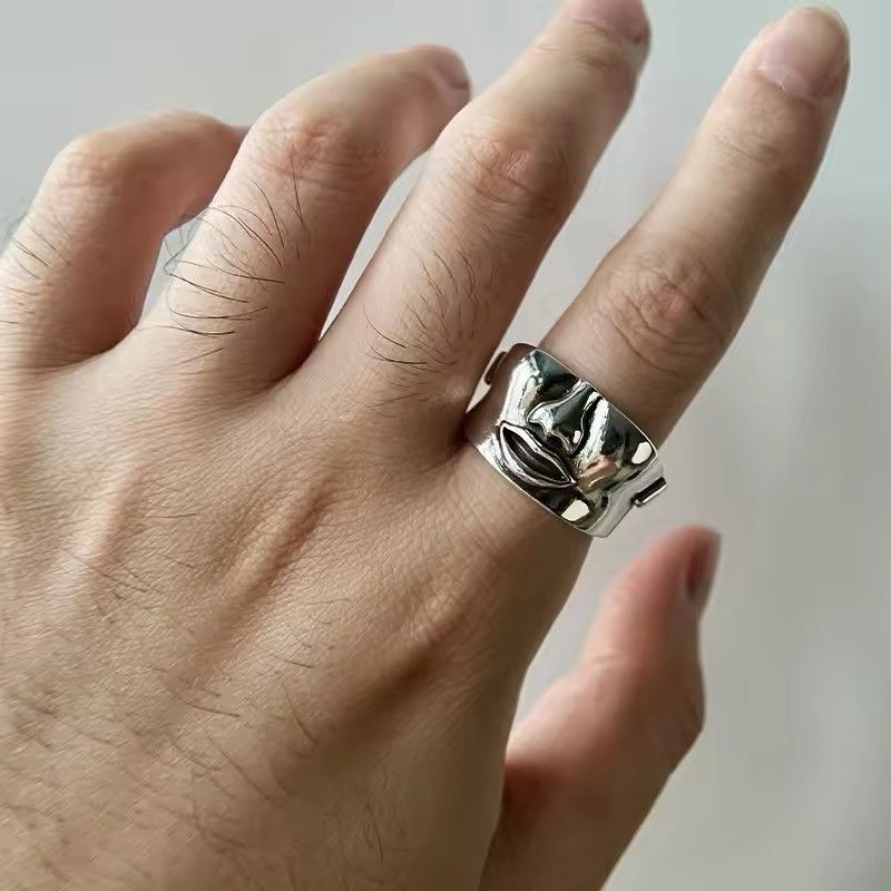 Designer Retro See No Evil Half Face Ring Size ONE SIZE - 5 Thumbnail