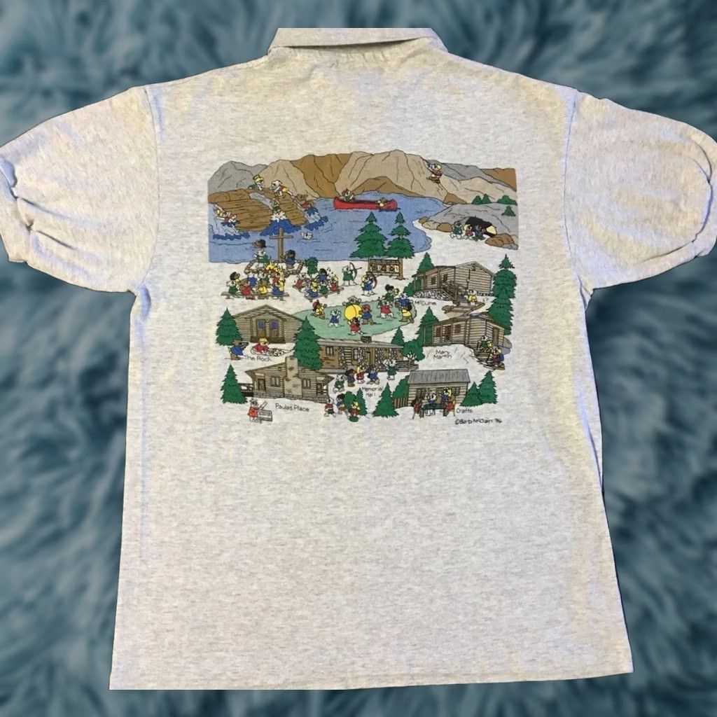 Vintage VINTAGE Tonto Rim Faded Baptist Camp Polo Shirt S Gray Men's Polo Shirt Grunge Cartoon 90s USA Batist Camp Shirt Single Stitch Size US S / EU 44-46 / 1 - 1 Thumbnail