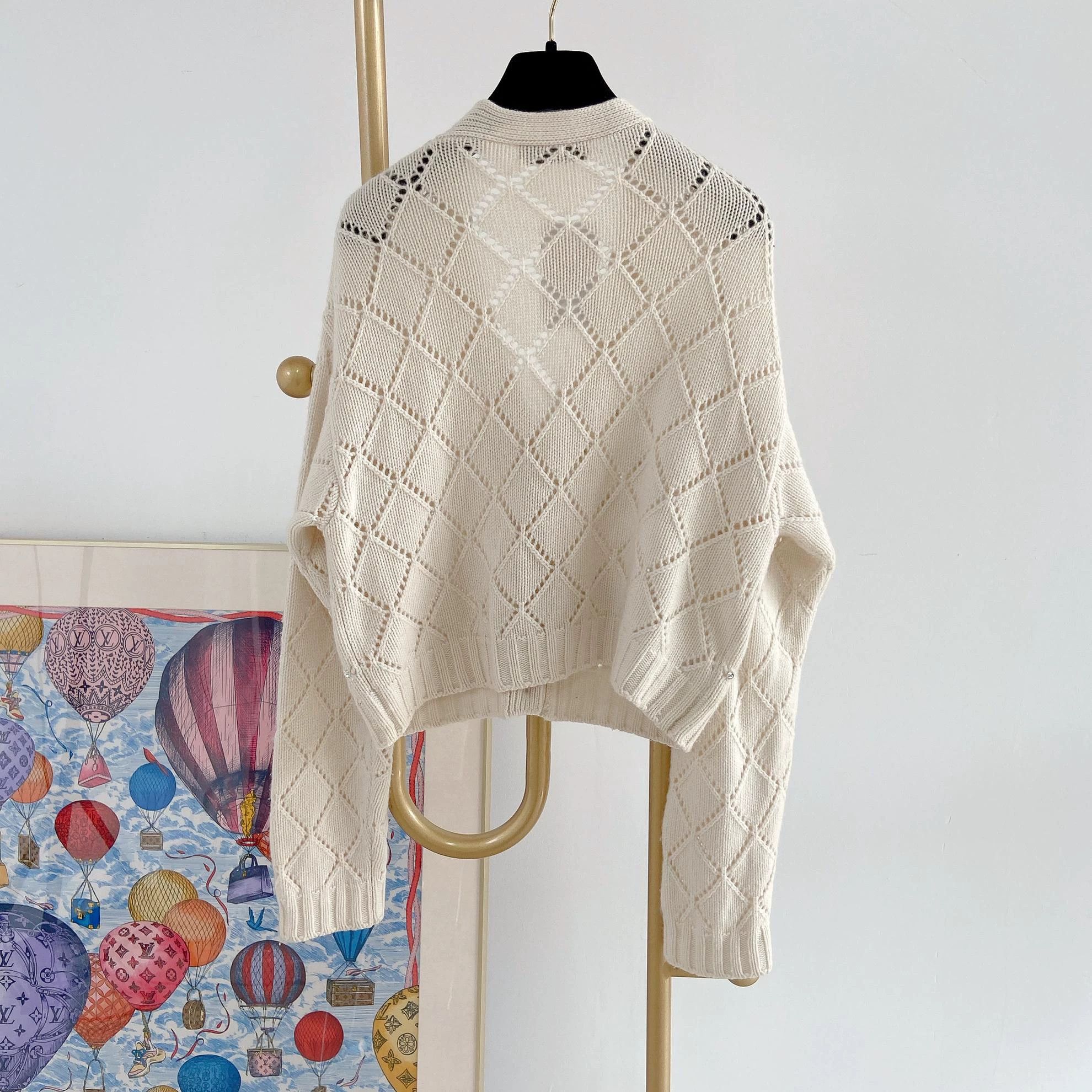 Miu Miu MIU MIU Women's Rhinestone Quilted Knit Cardigan 36 Size XS / US 0-2 / IT 36-38 - 2 Thumbnail