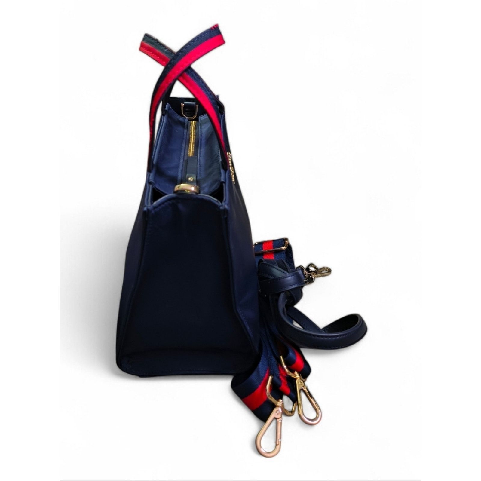 Kate Spade NWOT Kate Spade Navy Blue Canvas Crossbody Red Trim 2 Straps Size ONE SIZE - 4 Thumbnail