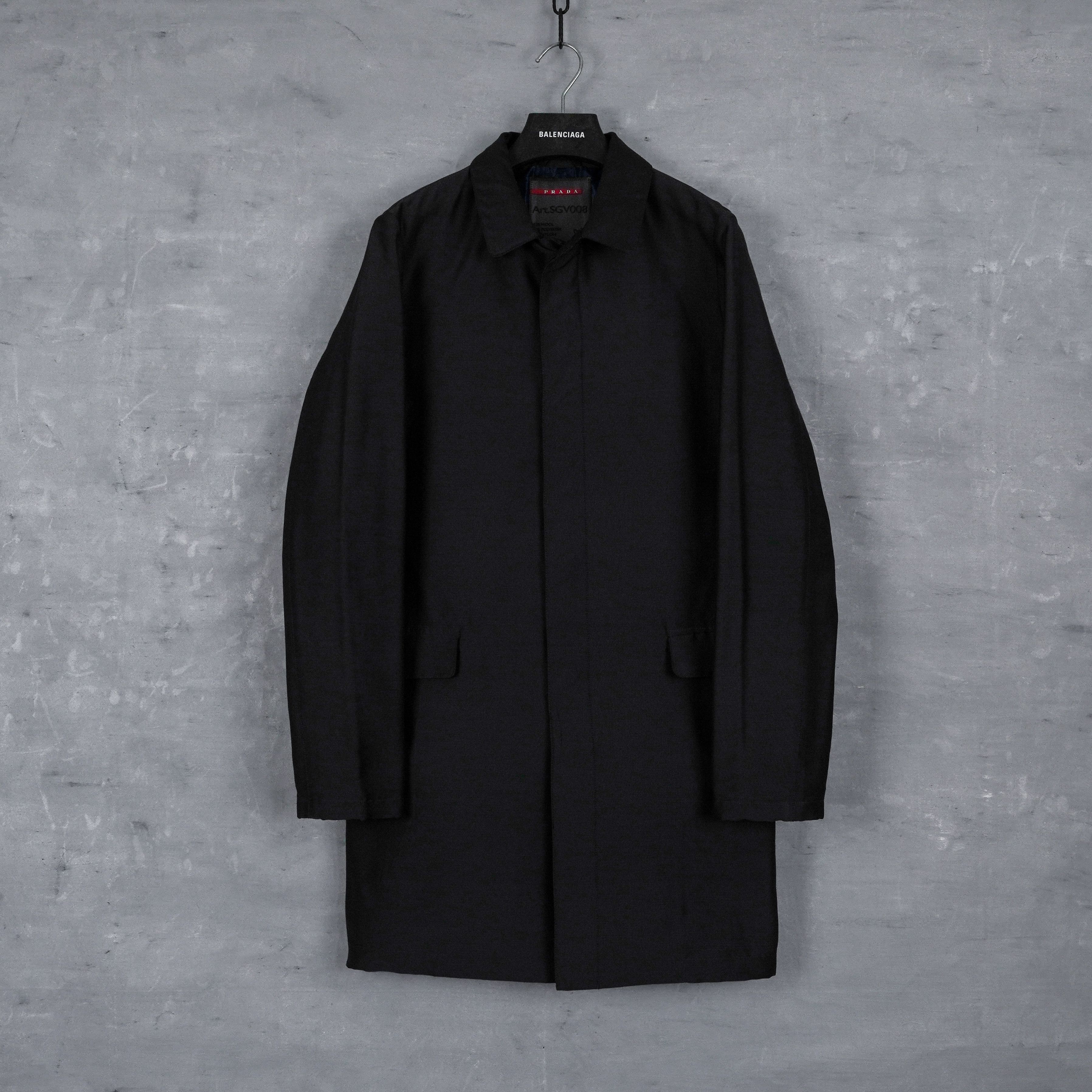 Prada Archive 90s Prada Milano Iridescent Nylon Balmacaan Coat