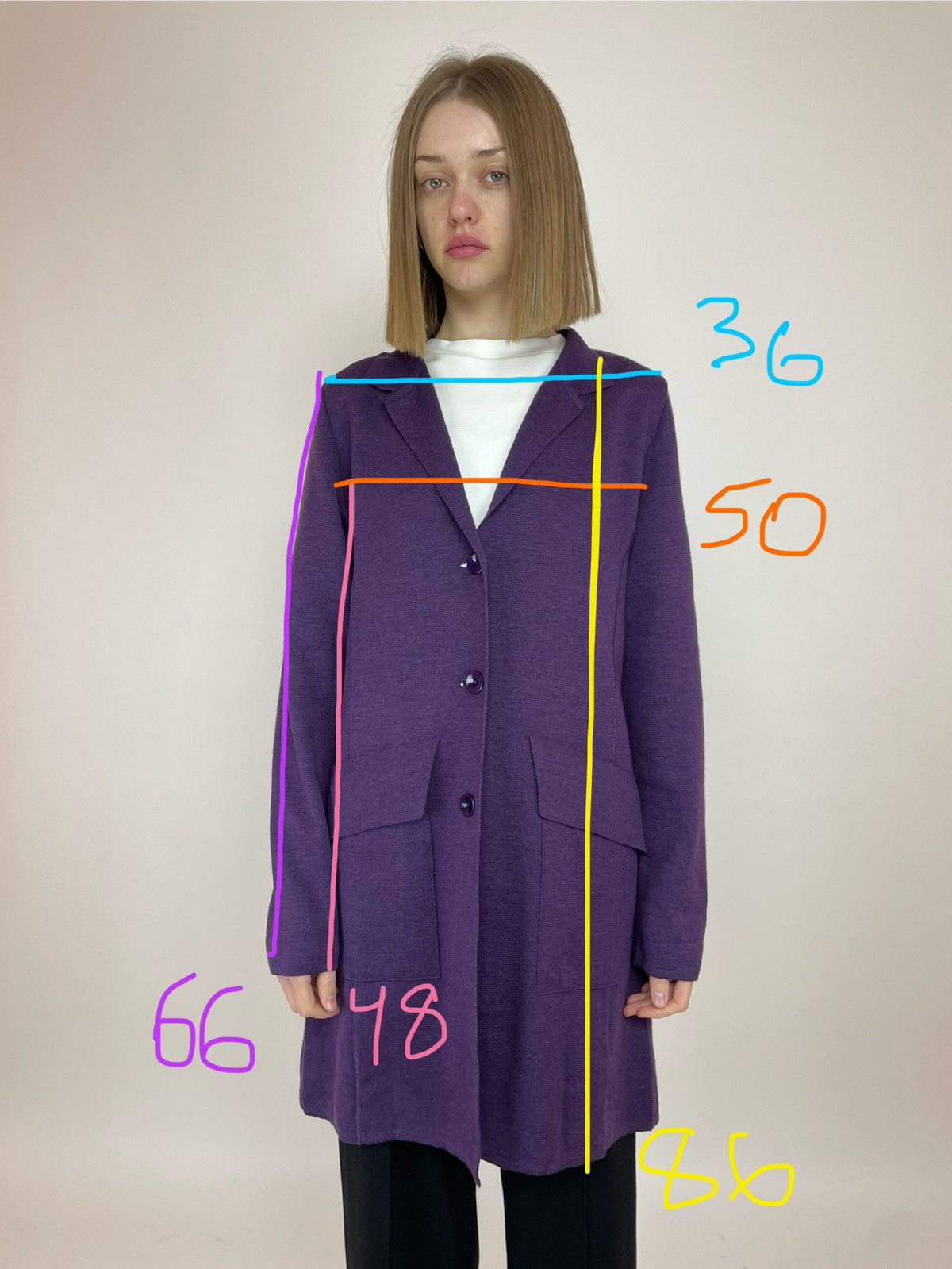 Designer Georg Maier Purple wool cardigan Reine Schurwolle wool Size XL / US 12-14 / IT 48-50 - 11 Thumbnail