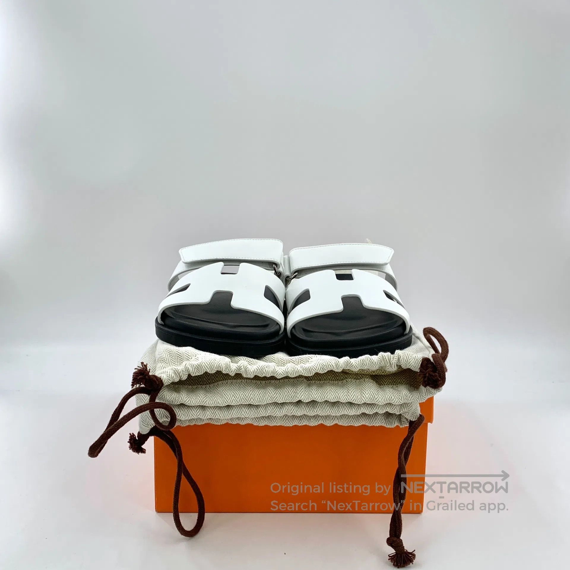 Hermes Hermes White Velcro casual flat sandals| Size US 5.5 / IT 35.5 - 8 Thumbnail
