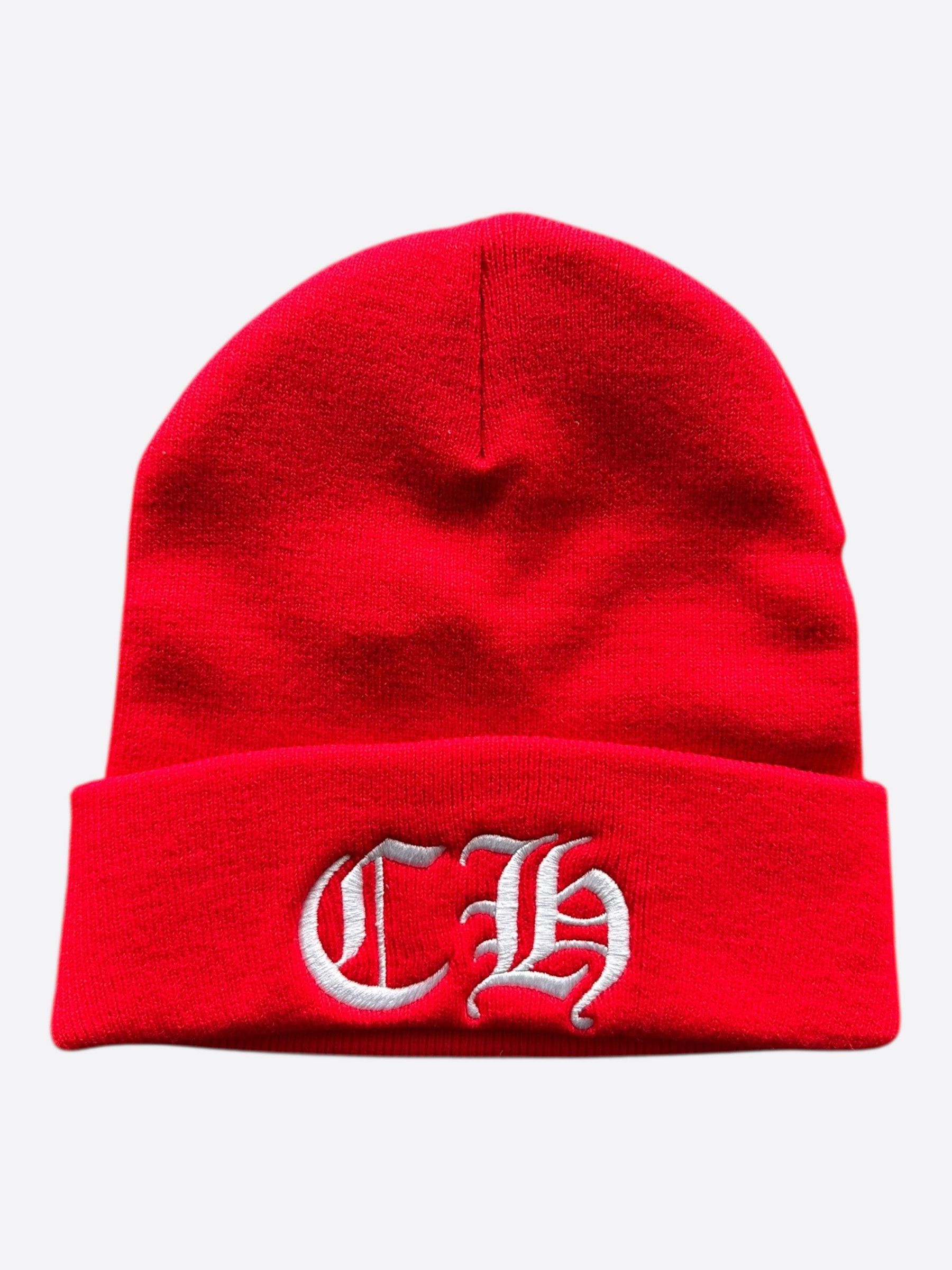 Chrome Hearts Chrome Hearts Red & White CH Logo Embroidered Beanie Size ONE SIZE - 1 Thumbnail