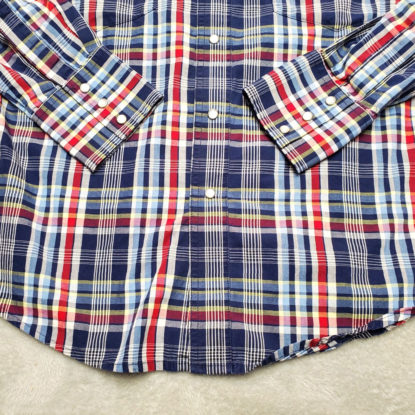 Wrangler Wrangler Shirt Men M Blue Red Plaid Pearl Snap Long Sleeve Western Casual Shirt Size US M / EU 48-50 / 2 - 4 Thumbnail