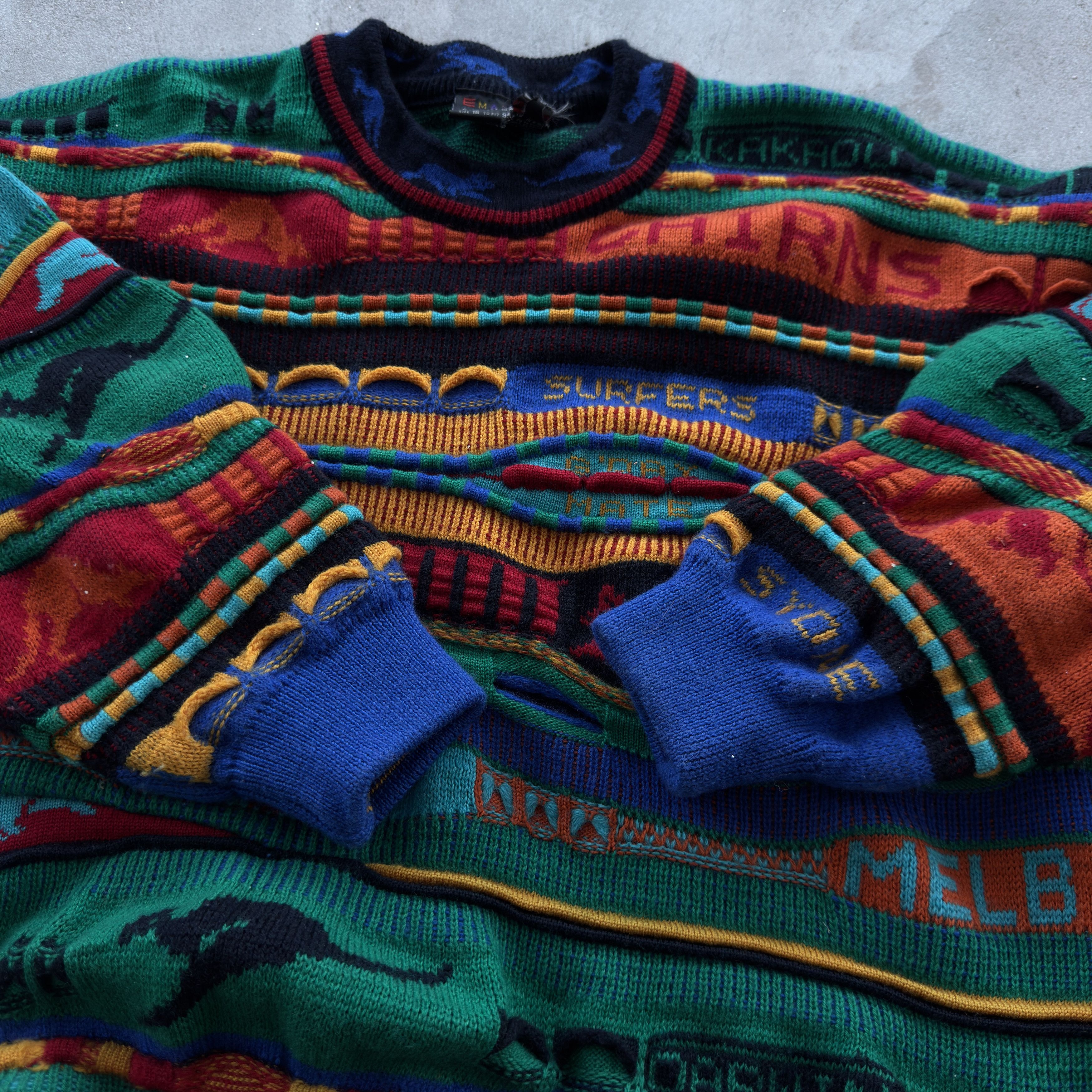 Vintage Vintage 90s Emaroo Coogi Style Wool Sweater Size US L / EU 52-54 / 3 - 5 Thumbnail