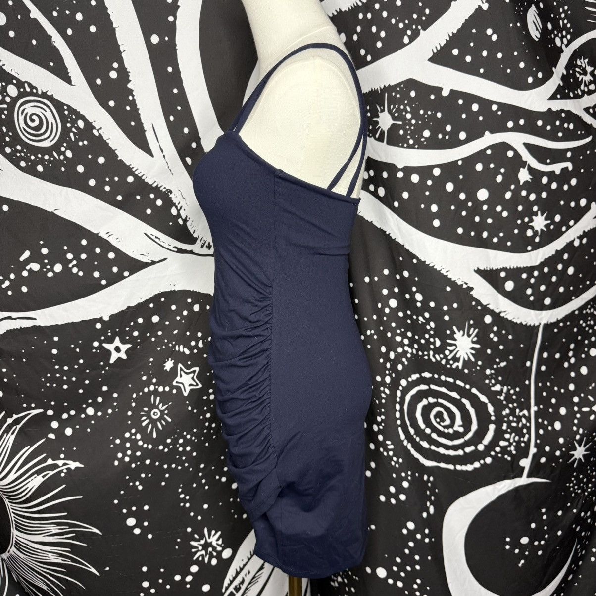 Susana Monaco Susana Monaco Navy Ruched Mini Dress with Thin Straps Size XS / US 0-2 / IT 36-38 - 2 Thumbnail