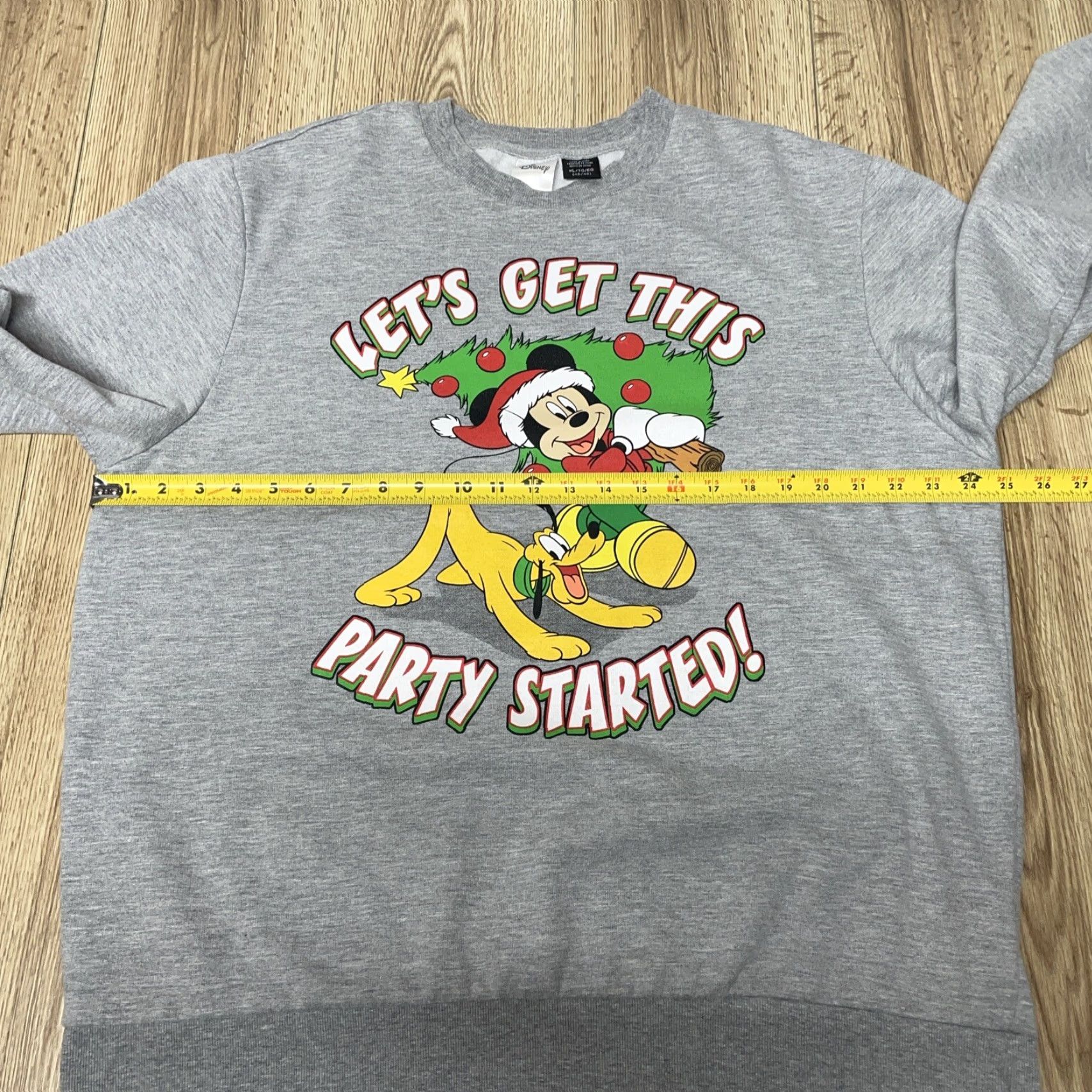 Disney VINTAGE Disney Mickey Mouse Christmas Sweatshirt Women XL Gray Pullover Long Sleeve Activewear "Let's Get This Party Started" Size XL / US 12-14 / IT 48-50 - 7 Thumbnail