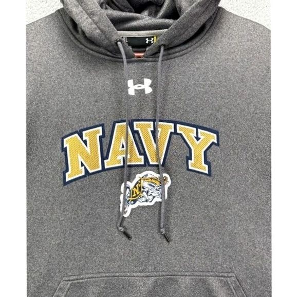 Under Armour Under Armour Hoodie Pullover Mens XL Gray Navy ZIP? Drawstring Not ZIP. Size US XL / EU 56 / 4 - 4 Thumbnail
