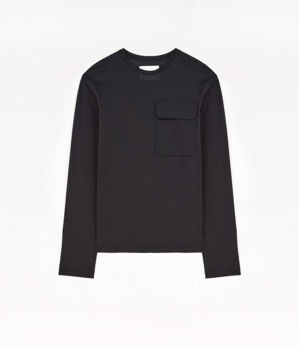 Jil Sander o1loc1c0126 Crew Neck Top With Ribbed Hems in Black Size US XL / EU 56 / 4 - 1 Thumbnail