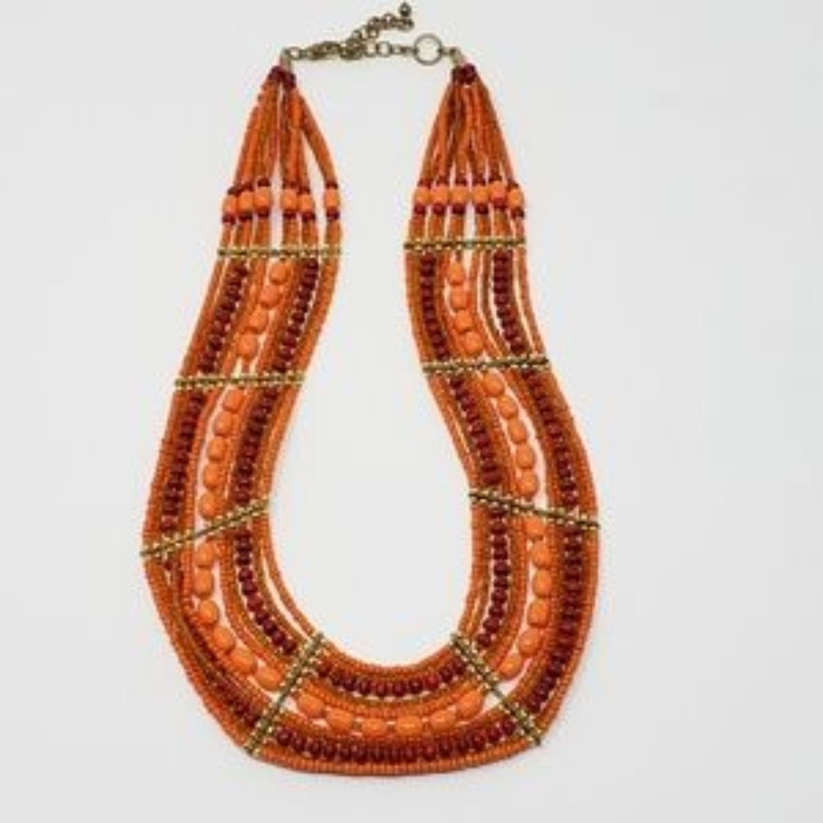 Other Multi-Strand Beaded Red, Orange & Gold-Tone Necklace Size ONE SIZE - 2 Thumbnail