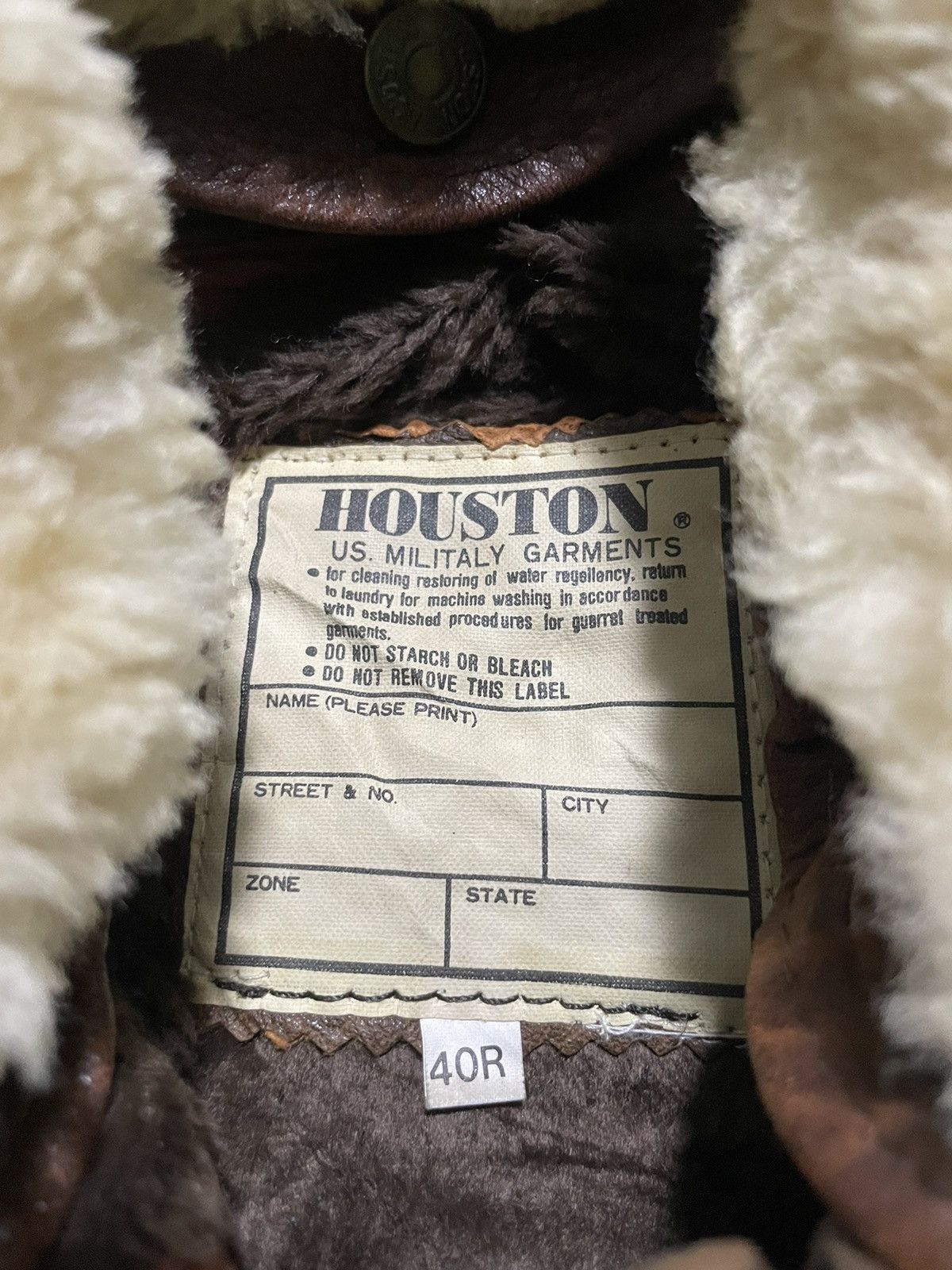 Vintage RARE‼️ Houston US Militaly Garments Leather Jacket Vintage 80s Size US L / EU 52-54 / 3 - 2 Thumbnail