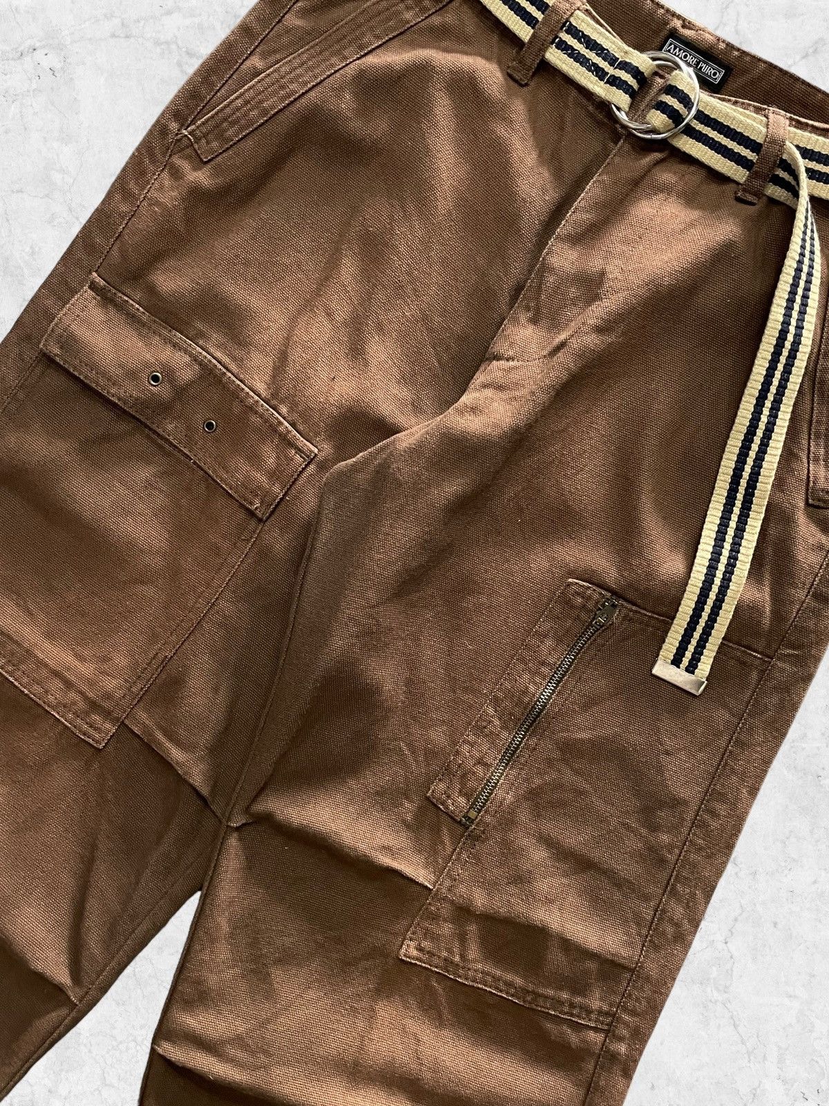 Vintage Amore Puro Multi Pocket Baggy Cargo Pants With Belt Size US 30 / EU 46 - 5 Thumbnail