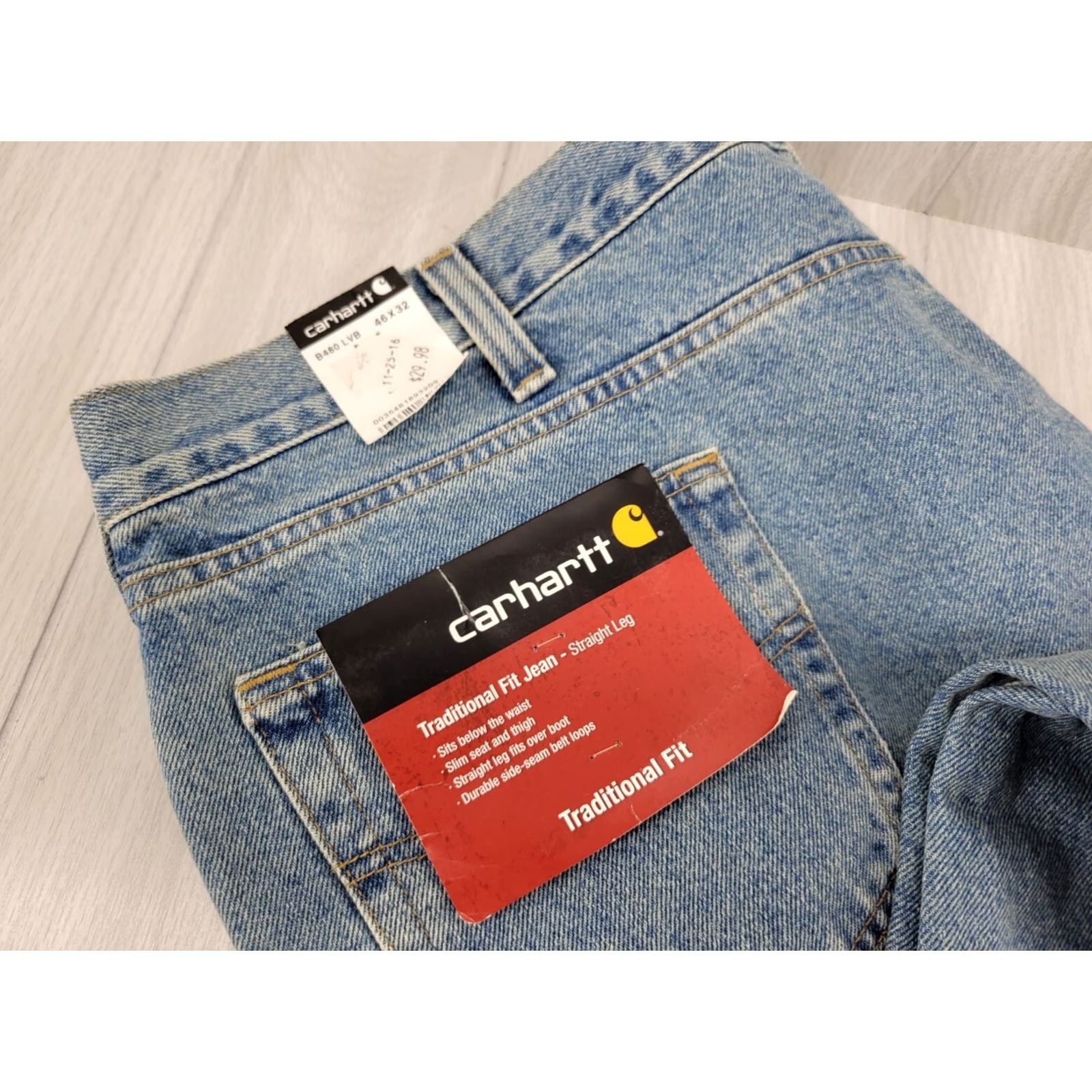Carhartt Carhartt Mens Jeans Blue 46W 32L Denim 100% Cotton Relaxed Fit B480 LVB Mens Jeans Size US 30 / EU 46 - 3 Thumbnail