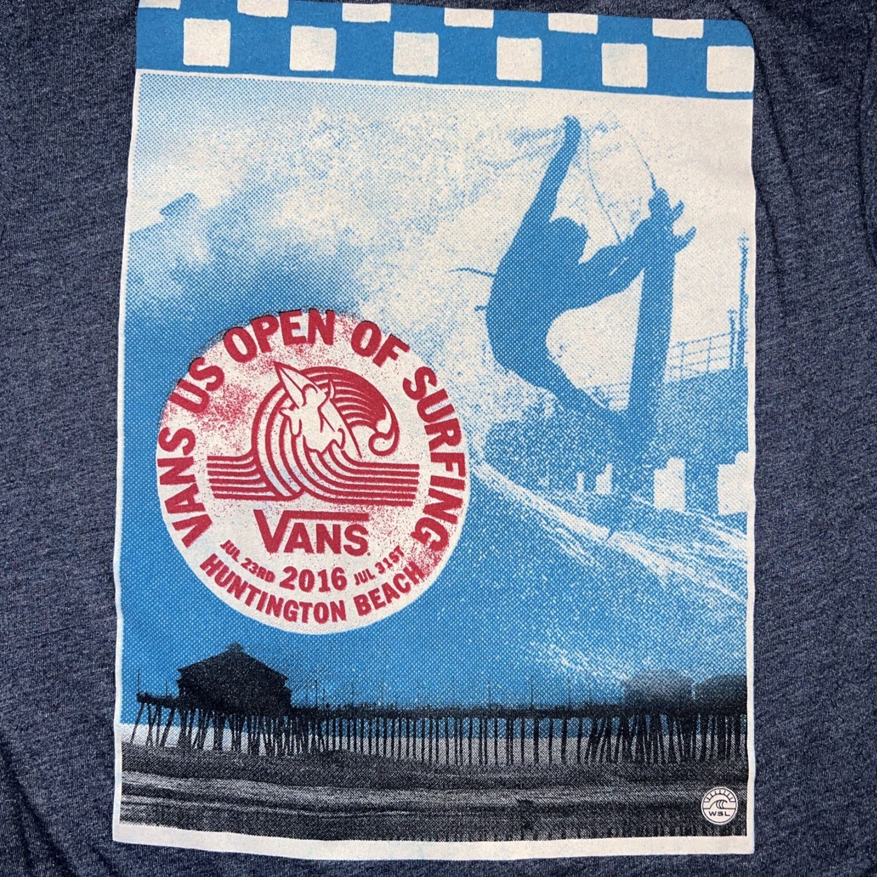 Vans VANS Shirt Men Small Blue 2016 WSL US Open of Surfing Huntington Beach CA Surfer Logo Crew Neck Short Sleeve Cotton Blend Knit Size US S / EU 44-46 / 1 - 2 Thumbnail
