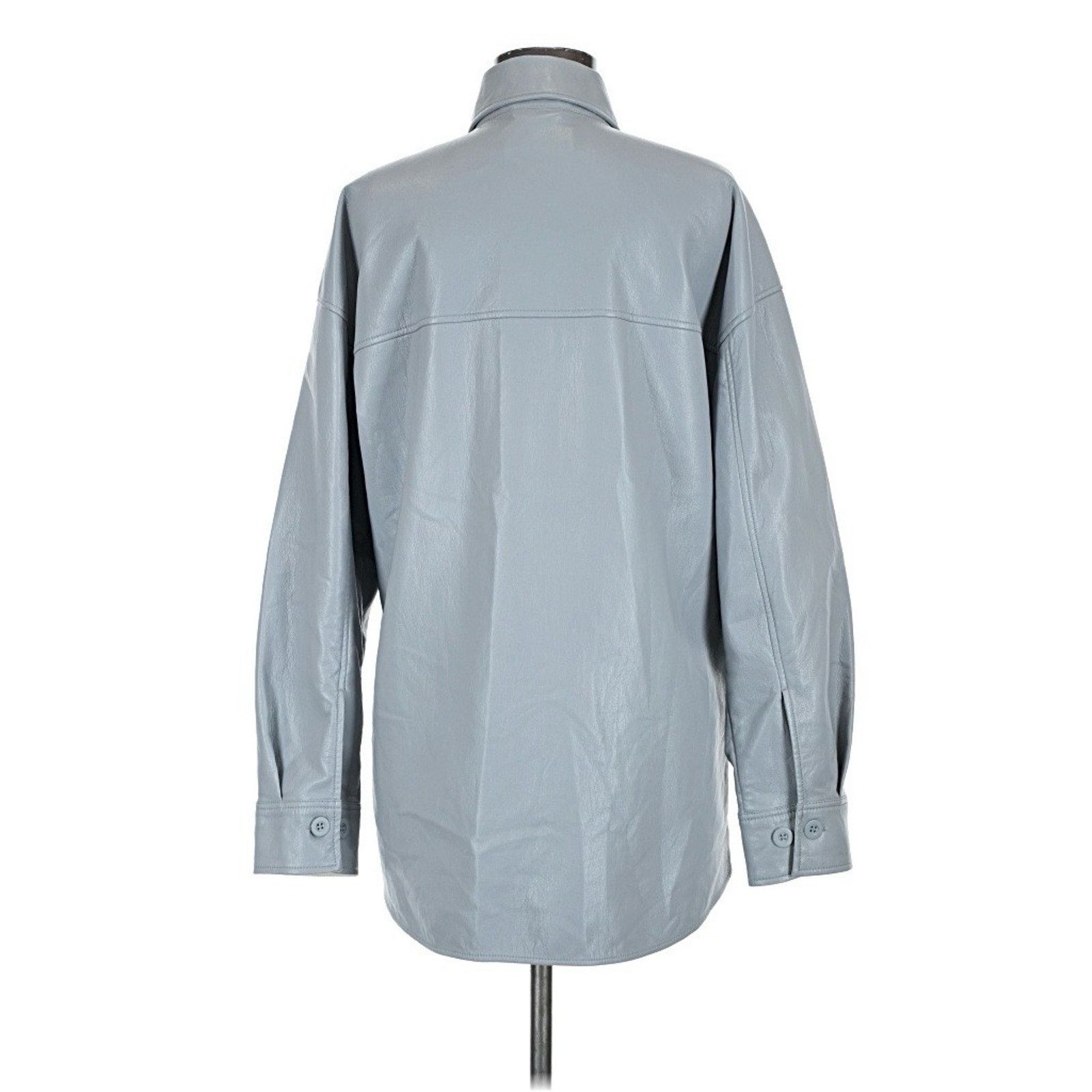 Aritzia ARITZIA Pelli Faux Leather Shirt Jacket Blue Grey M Size M / US 6-8 / IT 42-44 - 2 Thumbnail