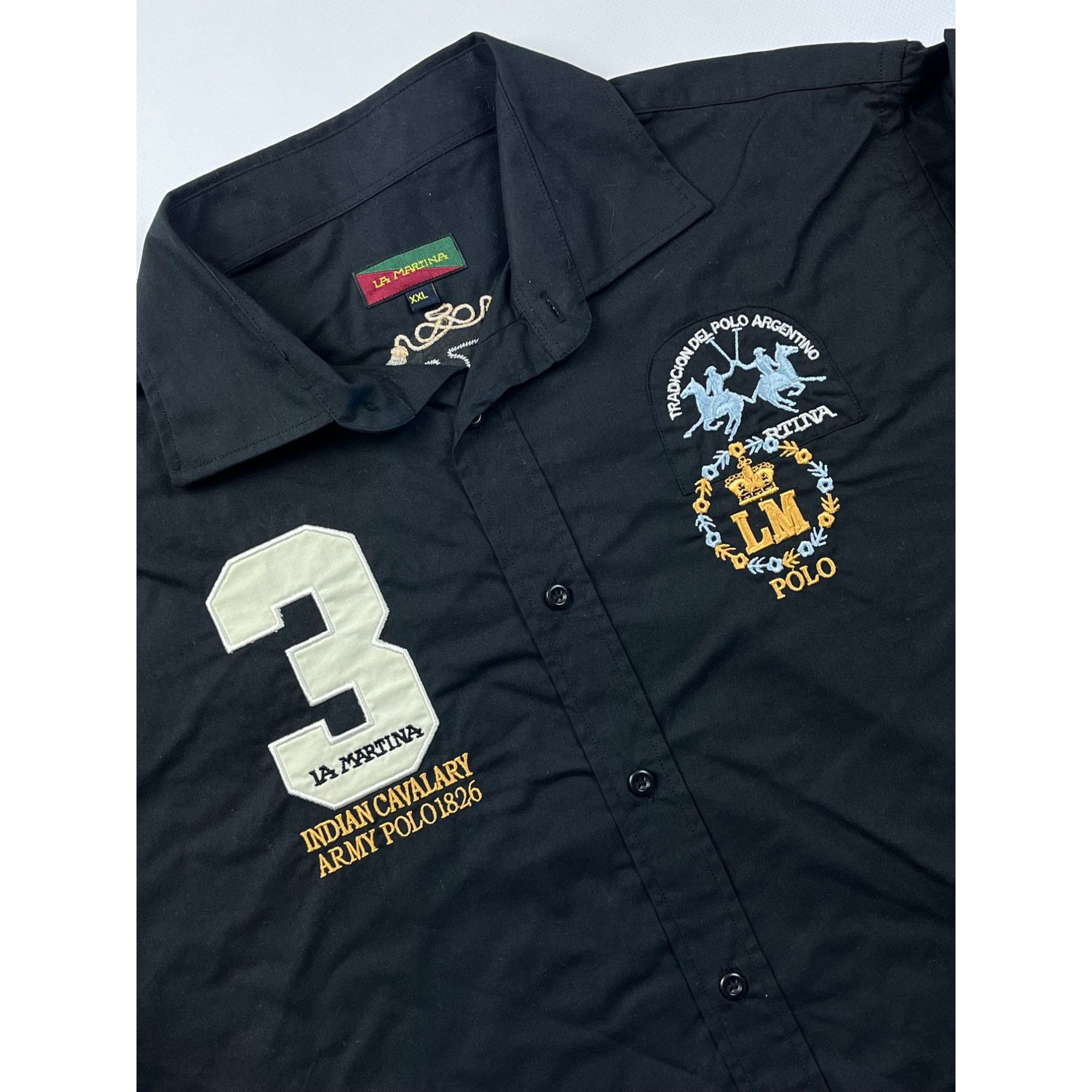 La Martina × Vintage La Martina Mens Black Long-Sleeve Polo Shirt Size US M / EU 48-50 / 2 - 2 Thumbnail