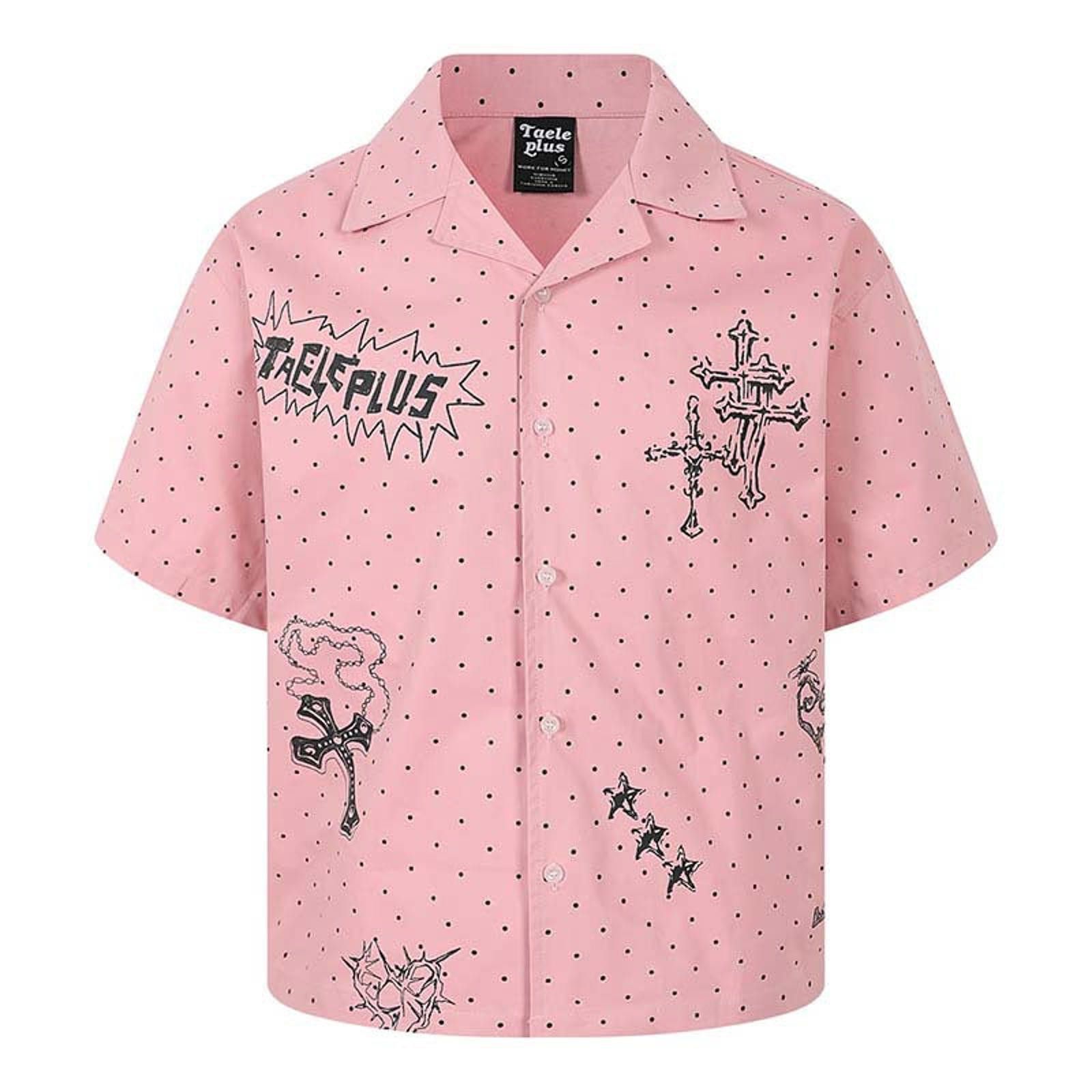 Other Pink Cross-Motif Cuban-Collar Short Shirt Size US M / EU 48-50 / 2 - 1 Thumbnail