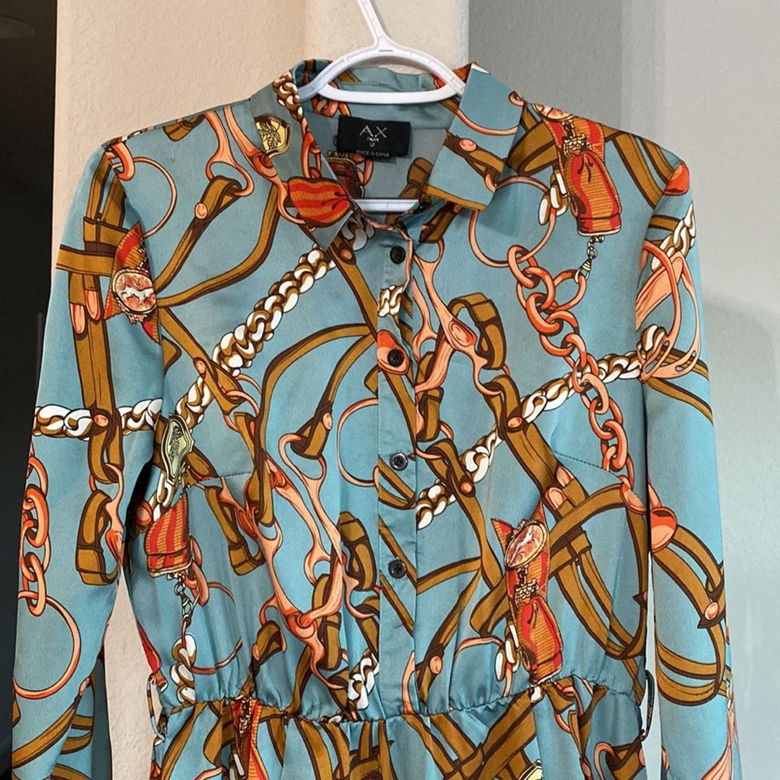 Other AX PARIS Shirt dress retro side slit has loops for a belt Size XL / US 12-14 / IT 48-50 - 2 Thumbnail