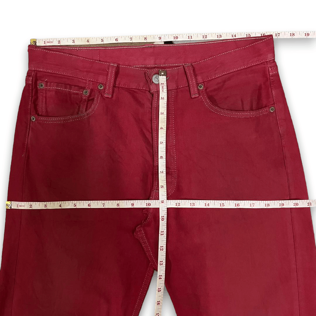 Levi's Vintage 90s Levis 501 Ripped Loose Red Jeans 33x30 Size US 33 - 10 Thumbnail