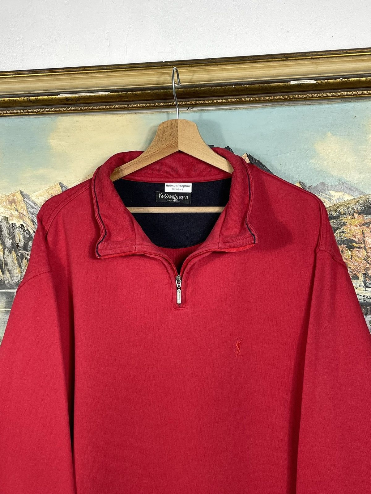 Vintage × Yves Saint Laurent YSL Yves Saint Laurent Zip 1/3 Half Sweatshirt Crewneck Size US XL / EU 56 / 4 - 4 Thumbnail