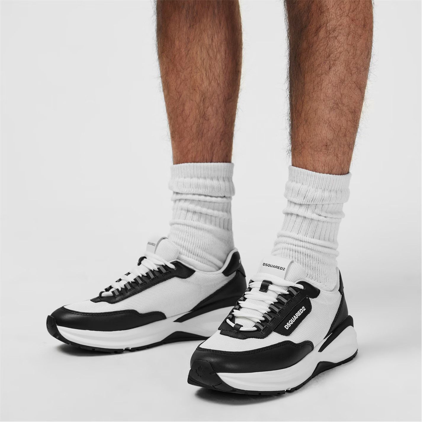 Dsquared2 o1g2r1mq0426 Leather Dash Sneakers in Black/White Size US 10 / EU 43 - 7 Thumbnail