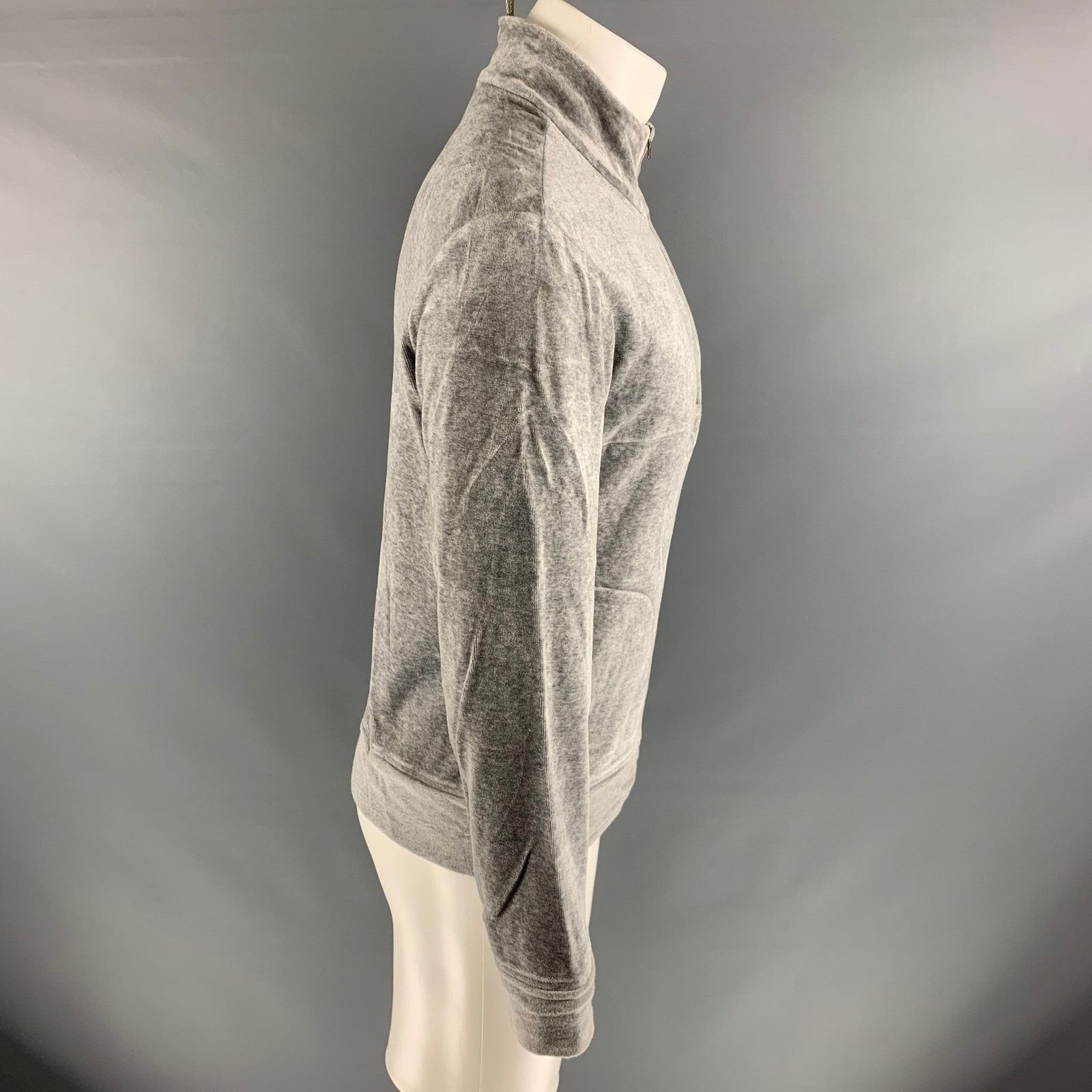 Barneys New York BARNEY'S NEW YORK S Grey Cotton / Modal 1/4 Zip Pullover Size US S / EU 44-46 / 1 - 2 Thumbnail