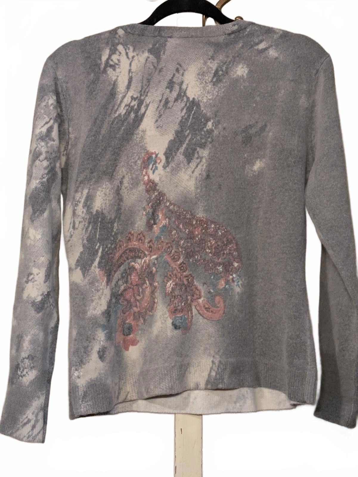 Christian Louboutin Loulou Medium Gray Embroidered Floral Sweater Cashmere Blend Size M / US 6-8 / IT 42-44 - 5 Thumbnail