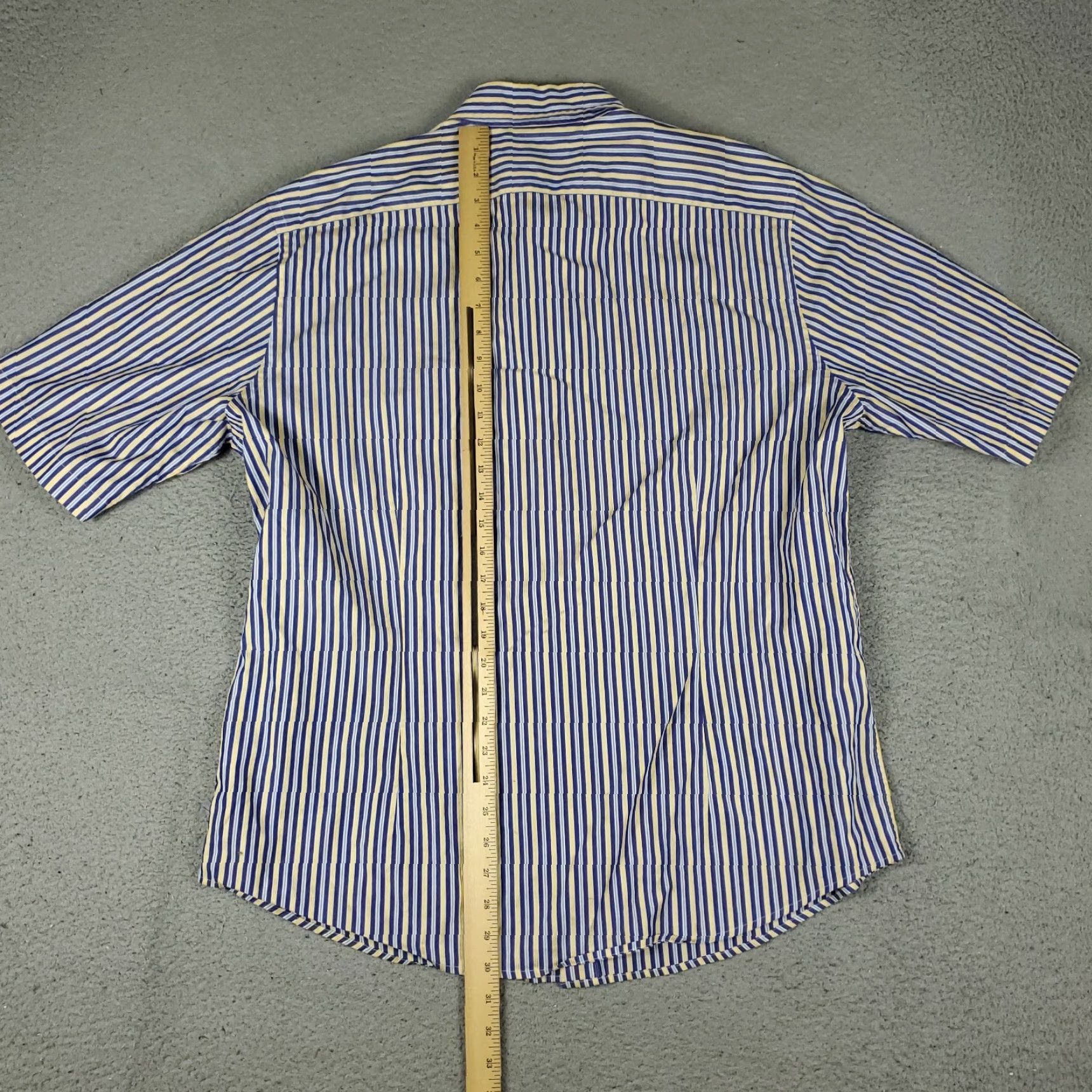 Faconnable Façonnable Shirt Mens XL Blue Striped Button-Up Short Sleeve - Casual, Button-Down, Collared, Cotton, Woven, Regular Fit Size US XL / EU 56 / 4 - 3 Thumbnail