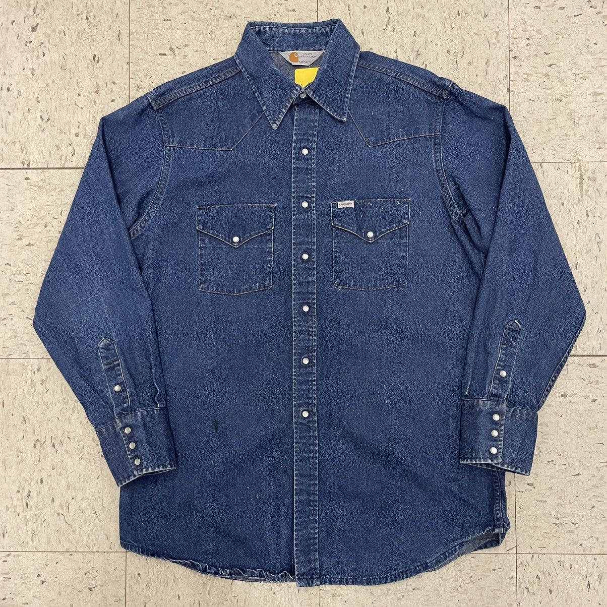 Carhartt × Vintage Pearl Snap Denim Western Shirt Dark Wash Size US XL / EU 56 / 4 - 1 Thumbnail
