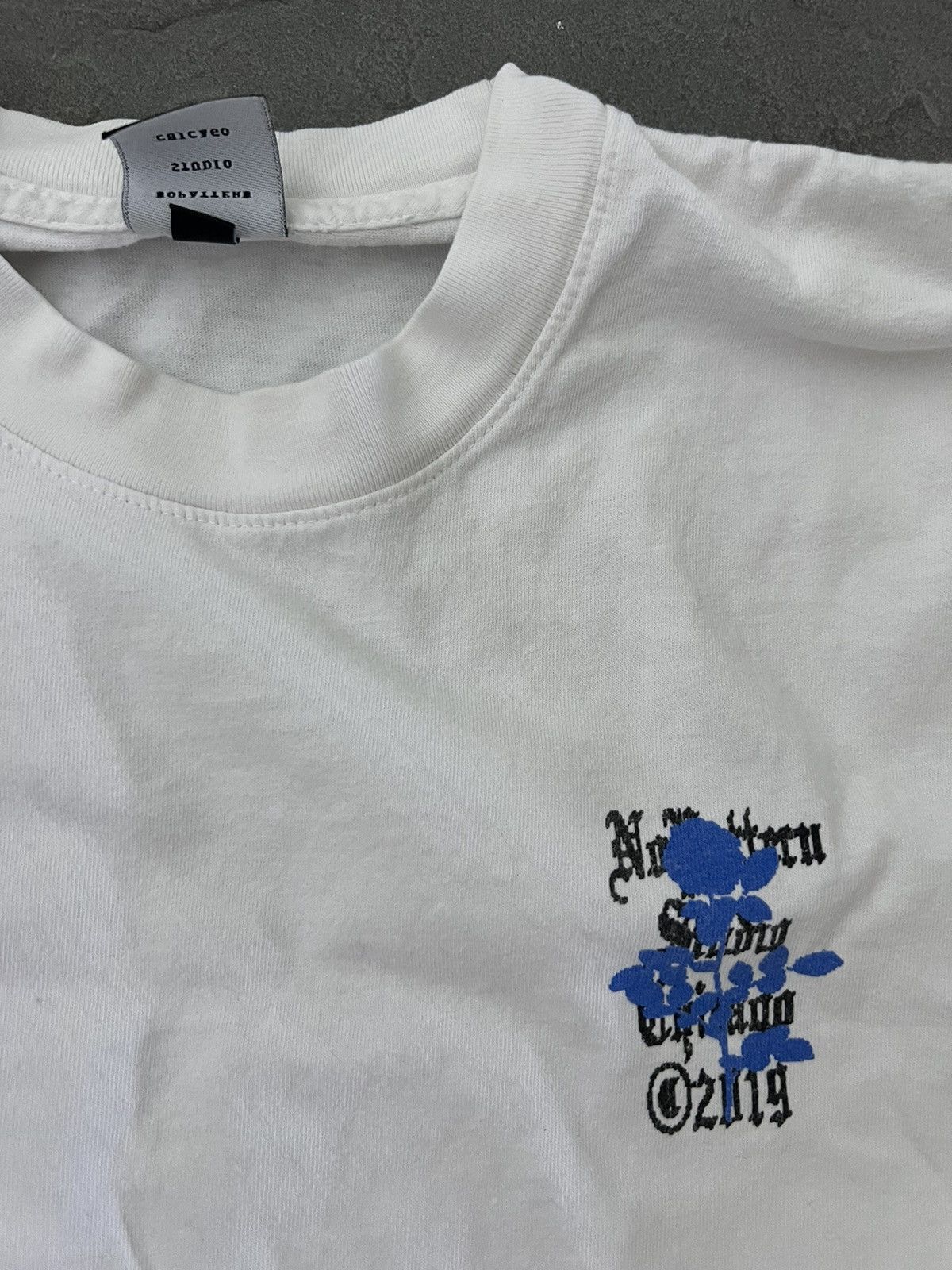 Vintage White no pattern studio t shirt long sleeve Size US L / EU 52-54 / 3 - 2 Thumbnail