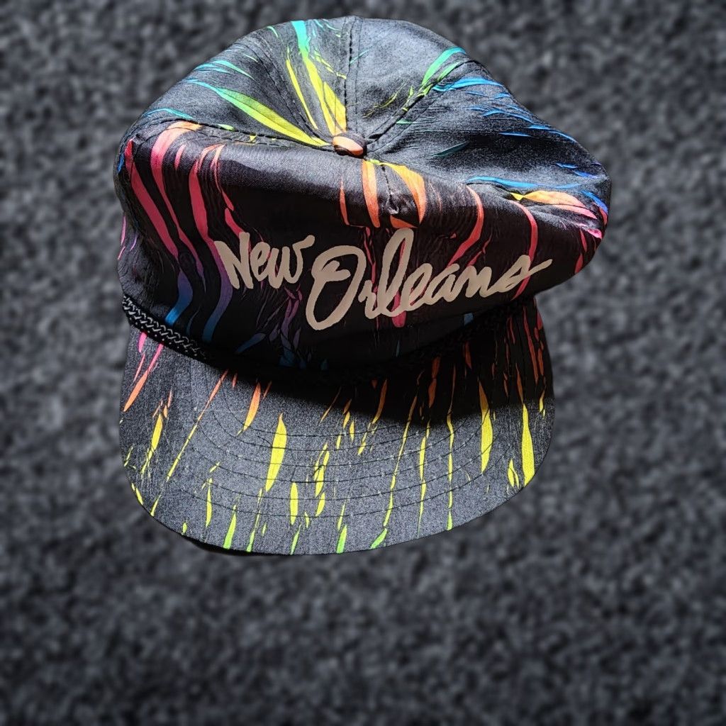 Vintage VINTAGE Winner Strapback Hat Cap Black Cotton Adjustable 90s Aloha New Orleans Rainbow Neon Men Men Size ONE SIZE - 1 Thumbnail