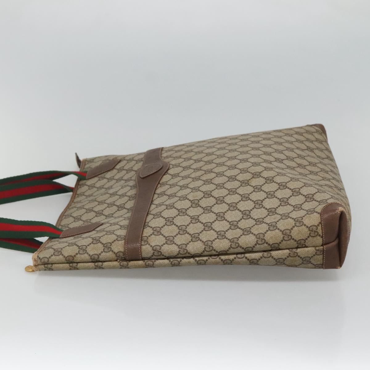 Gucci GUCCI GG Supreme Web Sherry Line Tote Bag Pvc Beige Green Size ONE SIZE - 4 Thumbnail