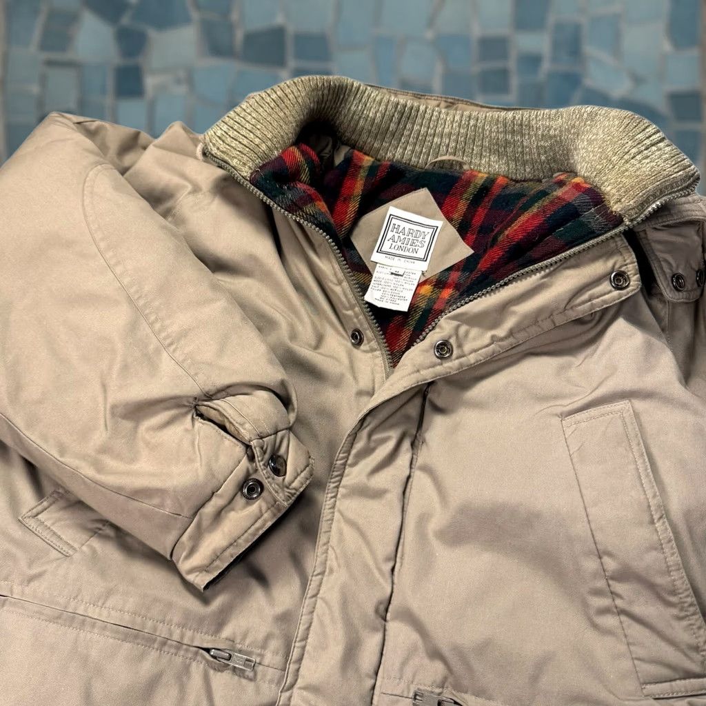 Hardy Amies VINTAGE Hardy Amies London Down Jacket Flannel Lined Men's M Full Zip Hooded Zipper Pockets 80s 90s London Mens Size US M / EU 48-50 / 2 - 1 Thumbnail