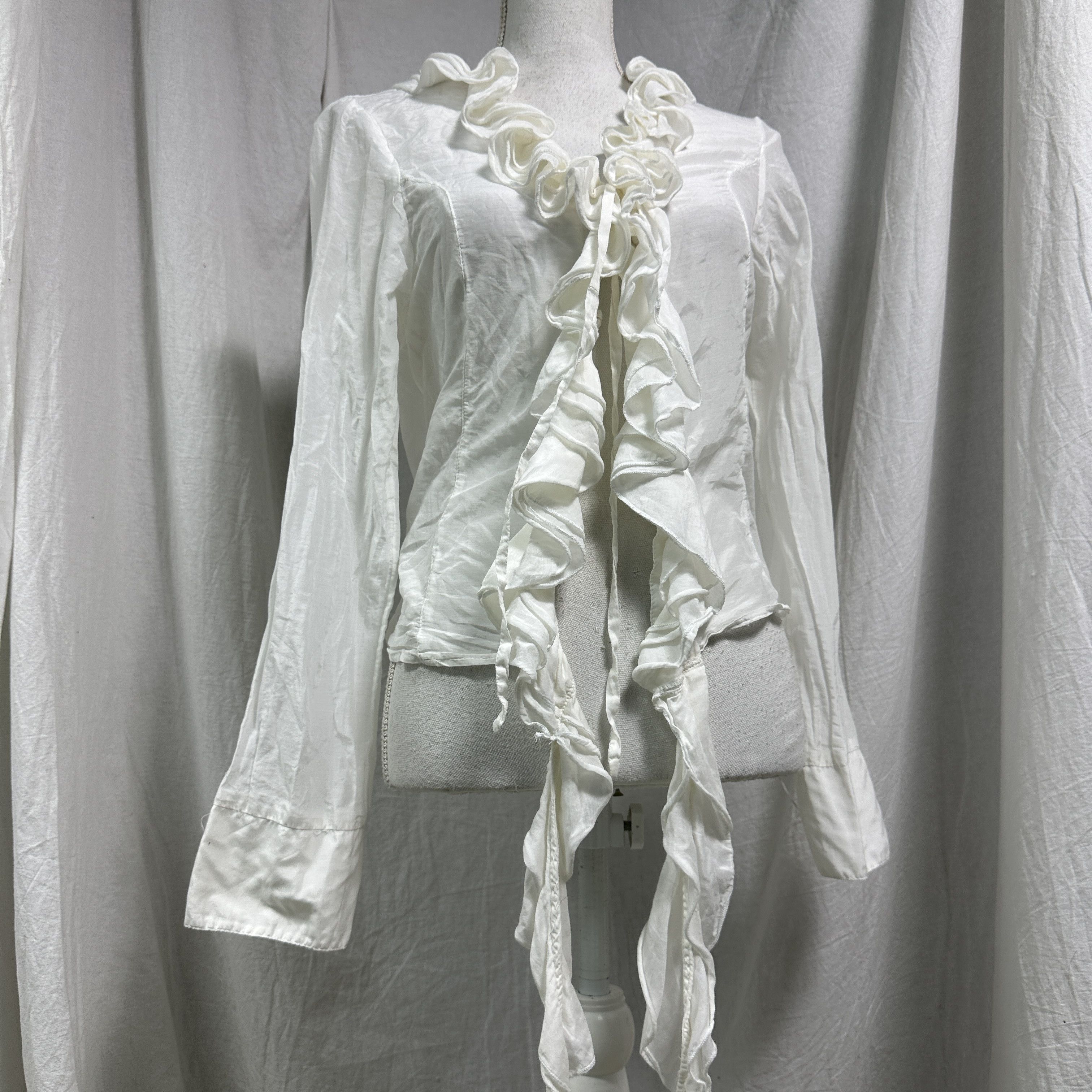 Vintage Vintage Avant Garde Silk Ruffled White Shirt Y2K Size S / US 4 / IT 40 - 1 Thumbnail