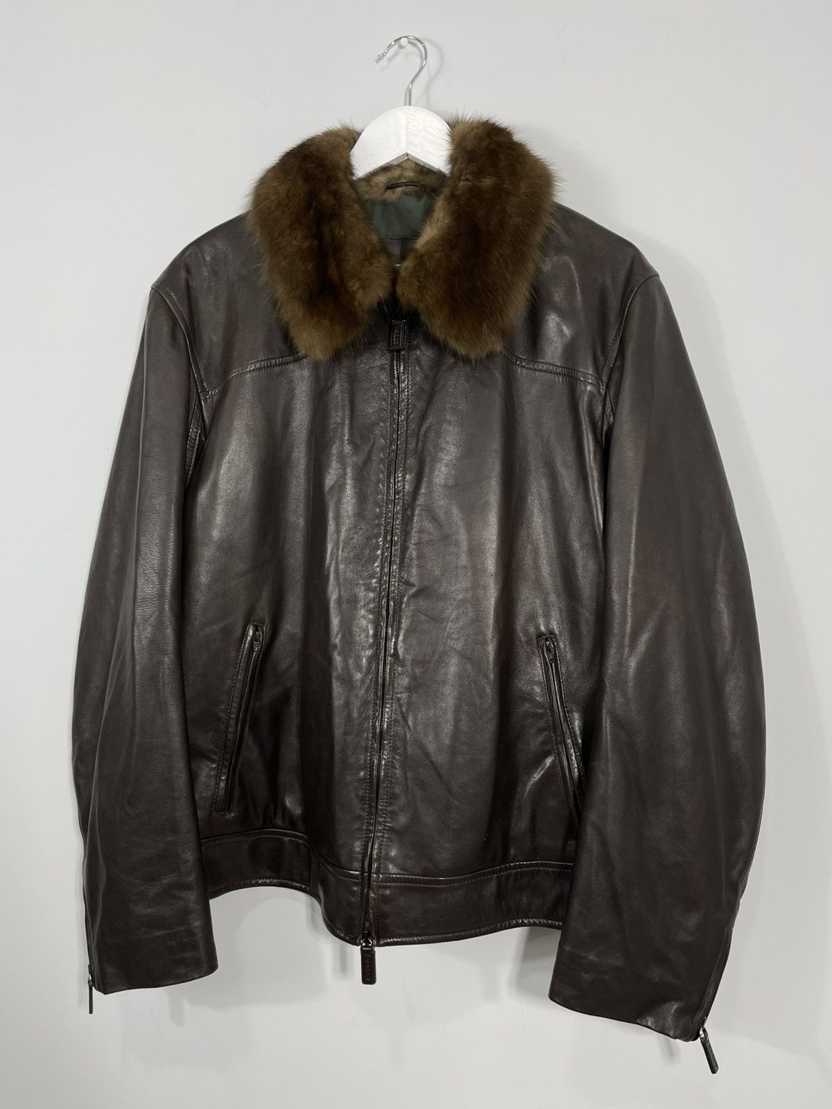Bally Vintage BALLY Brown Soft Leather Jacket with Fur Collar Size US L / EU 52-54 / 3 - 3 Thumbnail