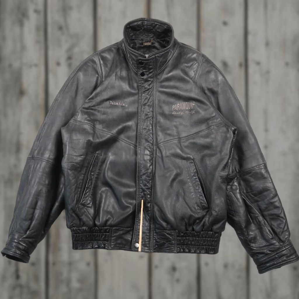 Vintage VINTAGE Paramount Pictures Embroidered Leather Jacket Size L Men Bonded Bomber Jacket Black 90s Size US L / EU 52-54 / 3 - 1 Thumbnail