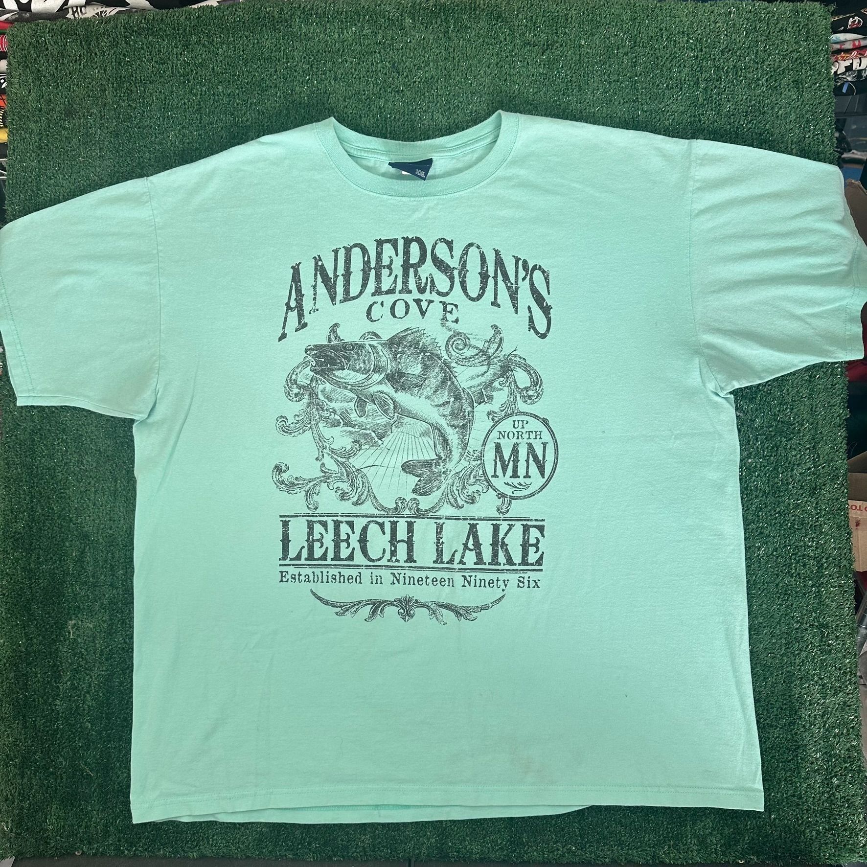 Vintage Vintage Y2K Minnesota Fishing T-Shirt Mint Green Leech Lake Size US XXL / EU 58 / 5 - 1 Thumbnail