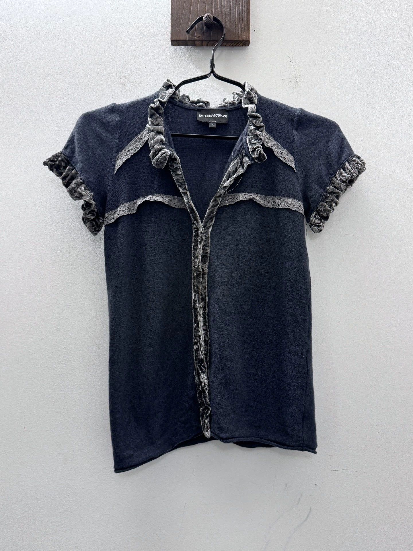 Armani Armani Vintage Blocked Velvet Collar/Cuff Short Shirt S Size S / US 4 / IT 40 - 8 Thumbnail