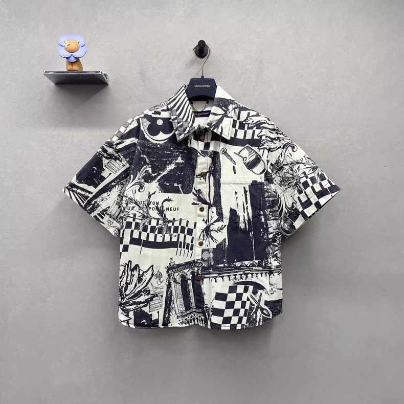 Louis Vuitton Vintage LV Pattern Printed Denim Short Sleeve Shirt- DMC Size US S / EU 44-46 / 1 - 1 Thumbnail