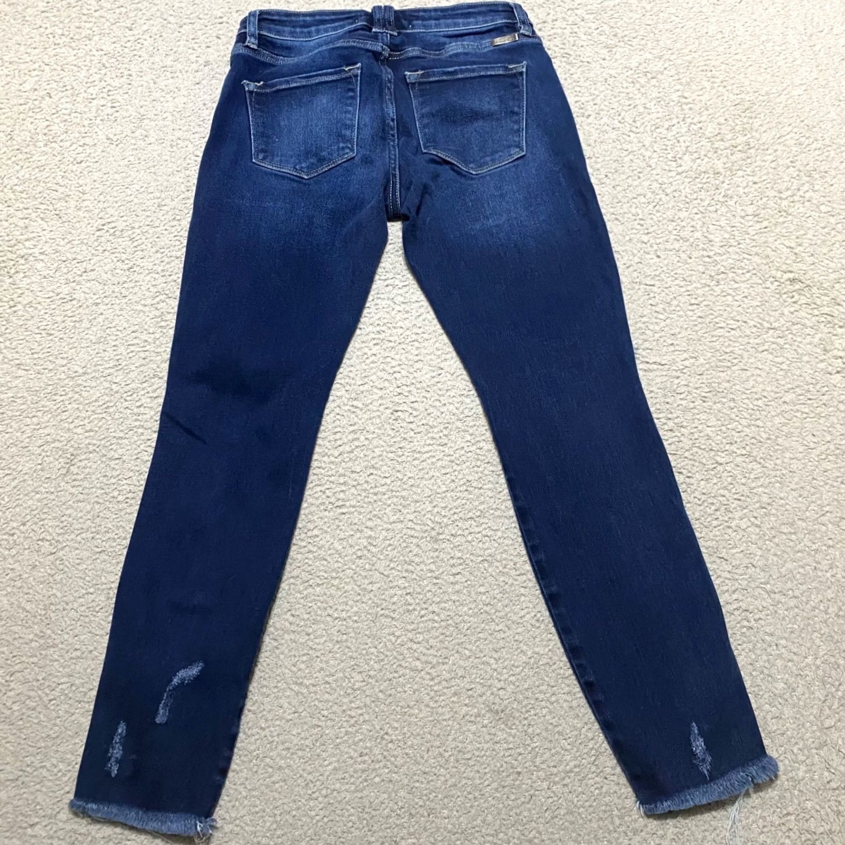 Vintage KanCan Womens Jeans 26 Blue Denim Dark Wash Skinny Distressed High Rise Stretch Button Zip Pocket 5-Pocket Regular Inseam 26in Size 26" / US 2 / IT 38 - 2 Thumbnail