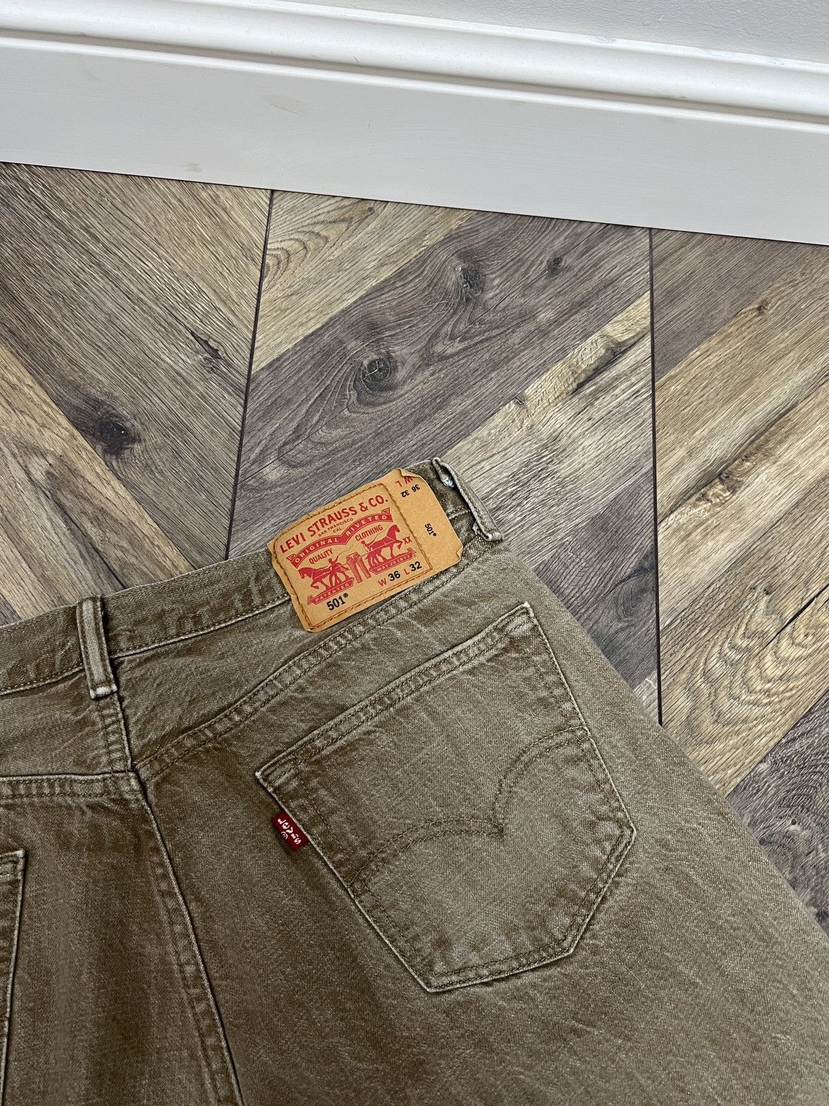 Levi's × Vintage Levis 501 Camel Brown Denim Jeans White Oak Cone Size US 36 / EU 52 - 11 Thumbnail